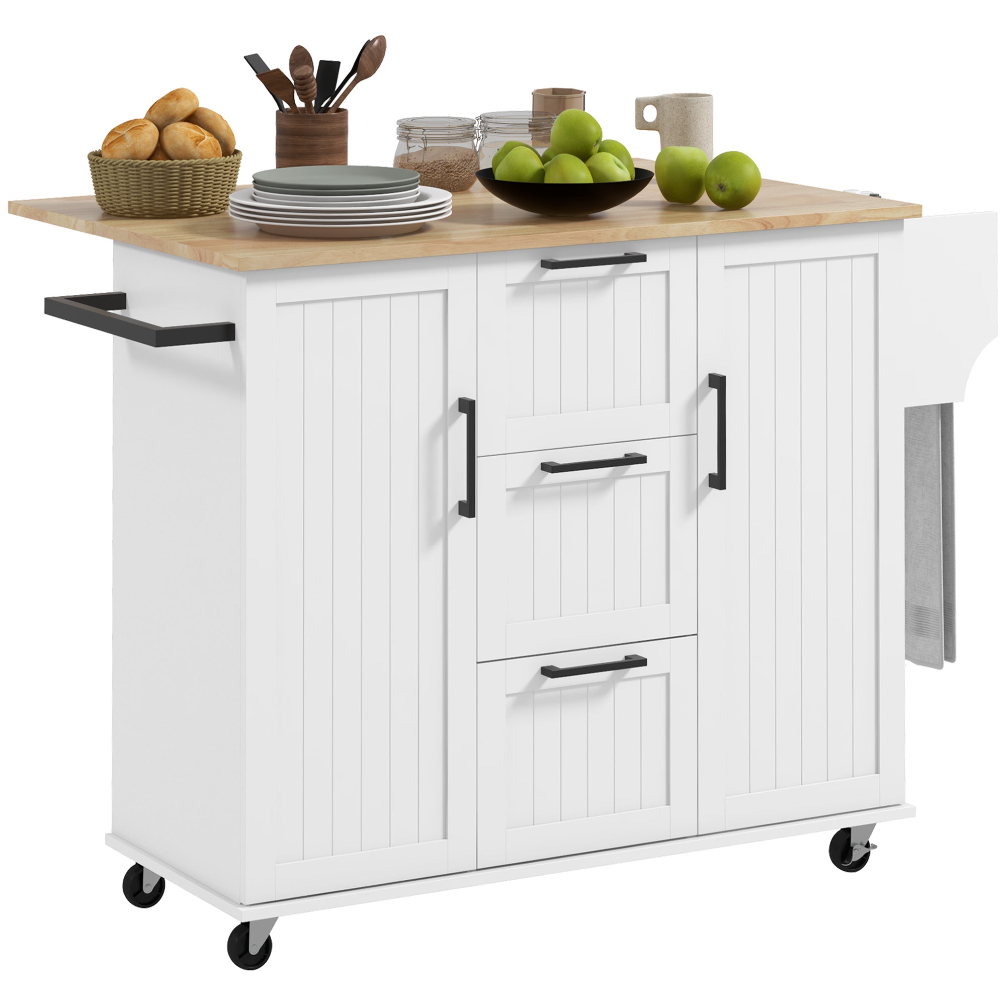 Kitchen Island: Rolling Cart w/ Drop Leaf