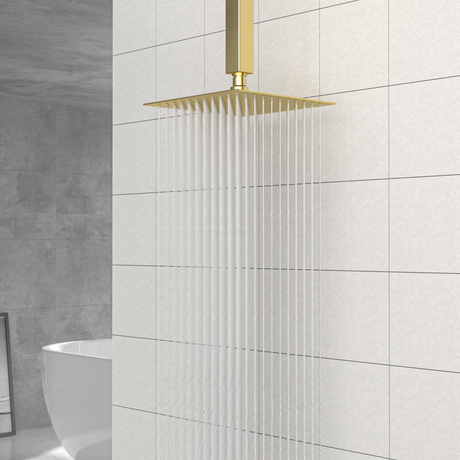 Gold 8' Square Rainfall Shower Head