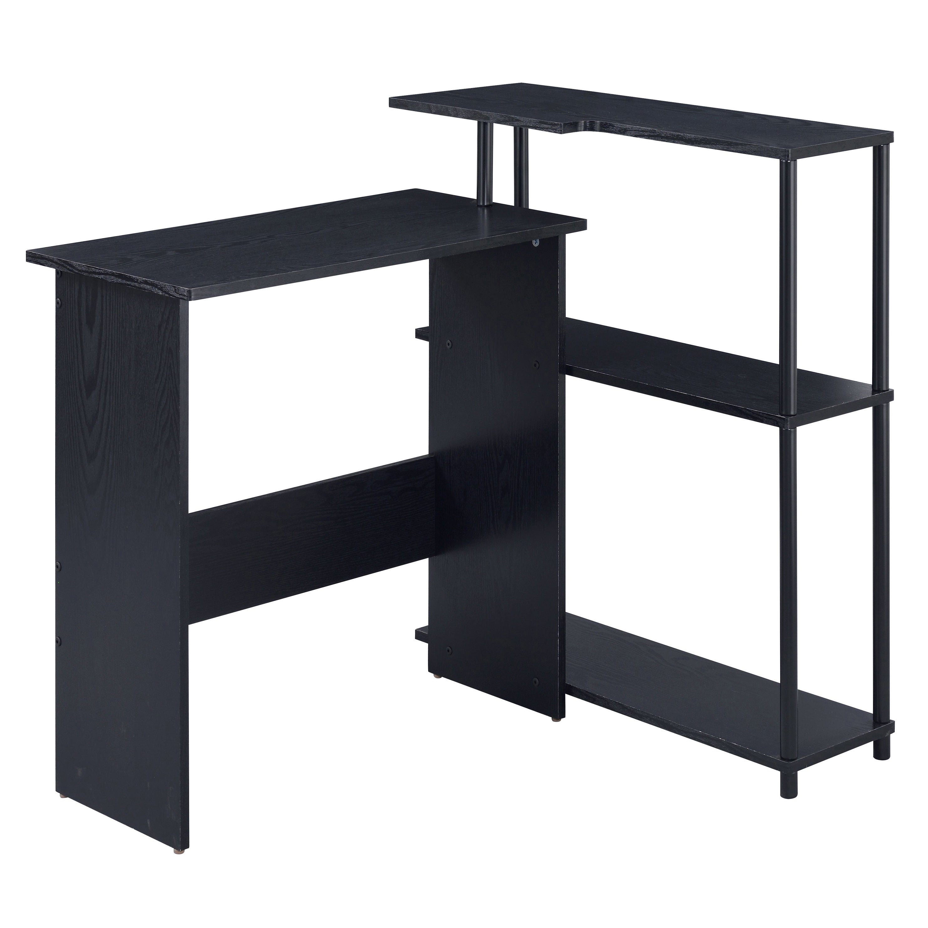 Black Office Desk w/ Bookshelf | Modern Writing Desk