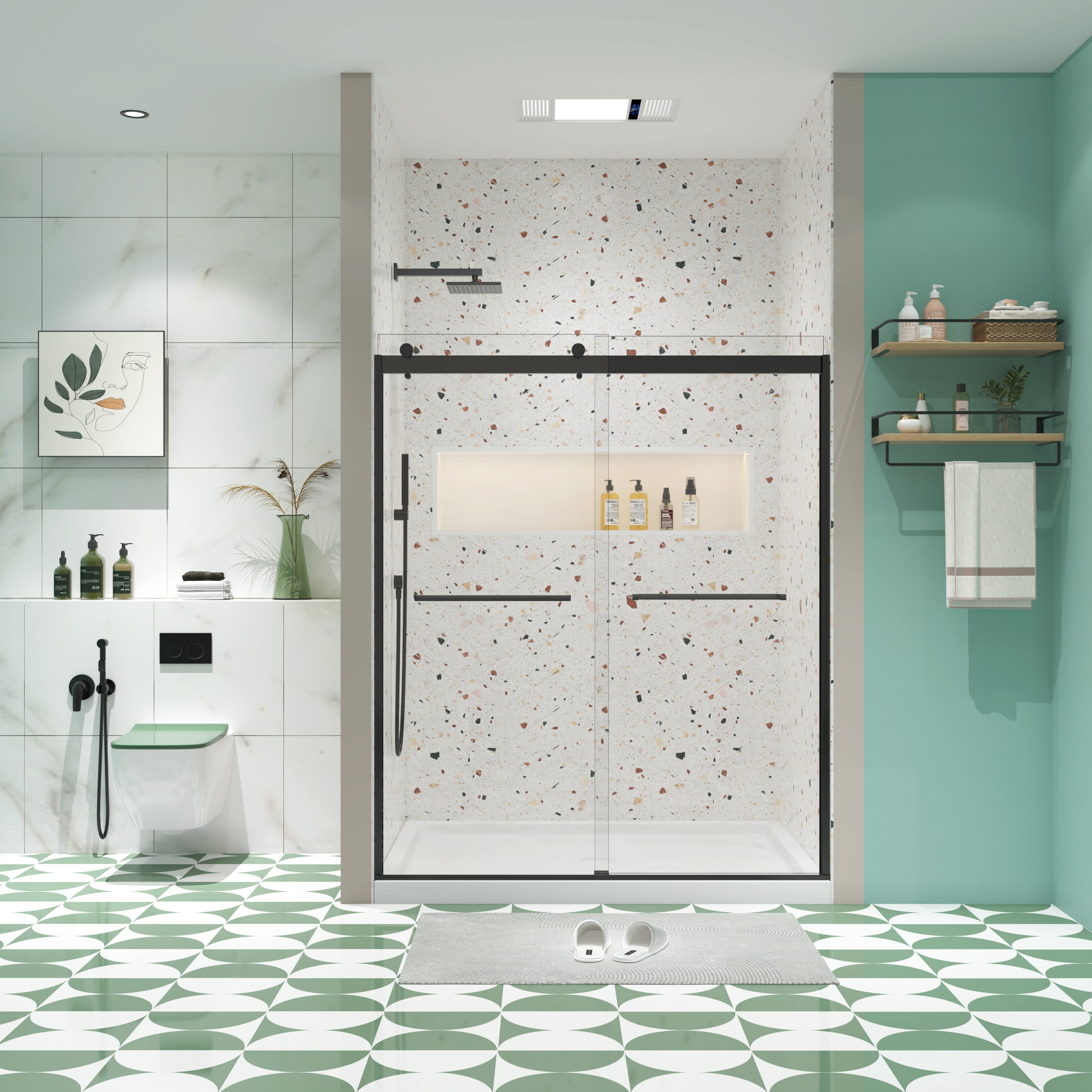 Bypass Shower Door 6074: 5/16" Tempered Glass