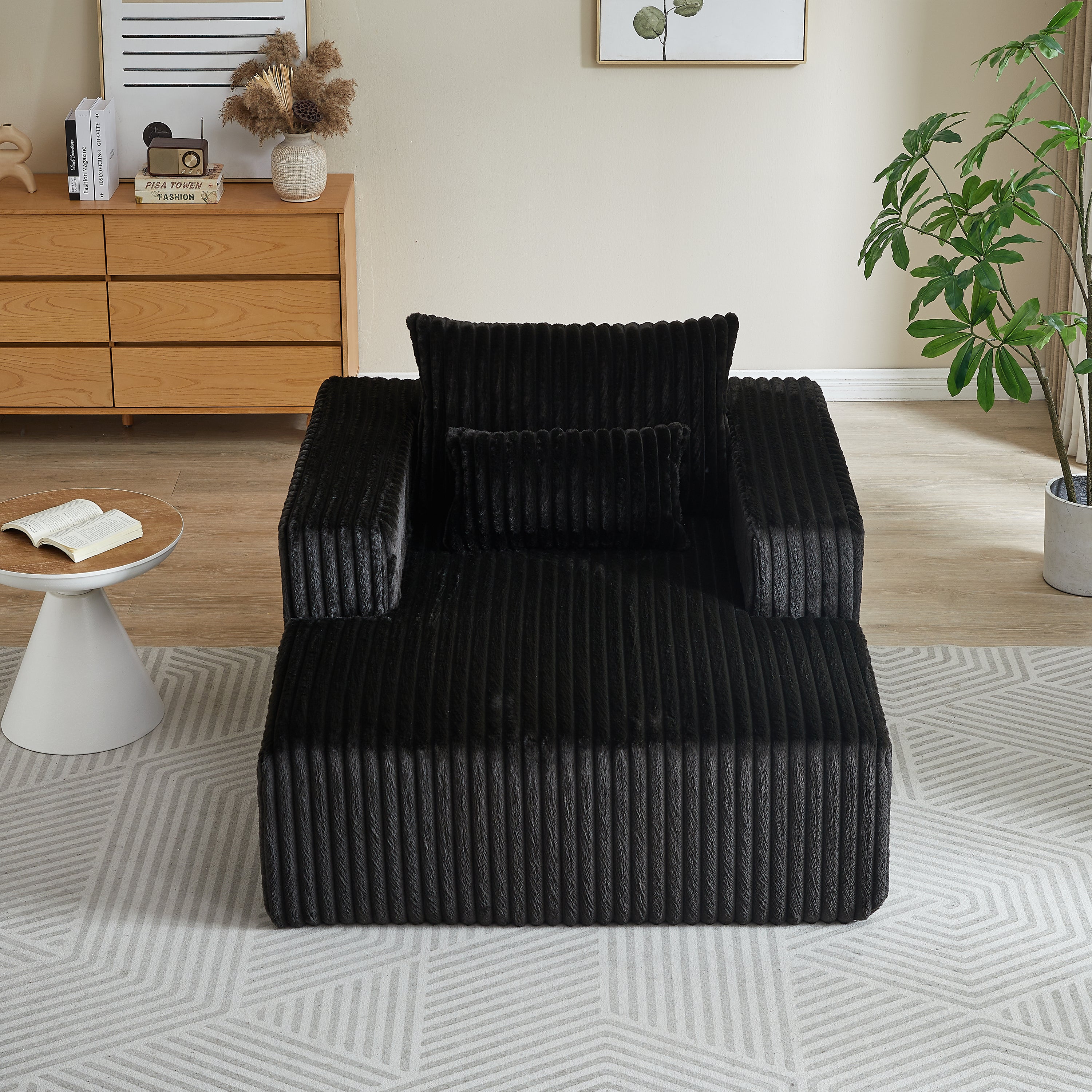 Fluffy Corduroy Sleeper Chair: 62.5" Lounge
