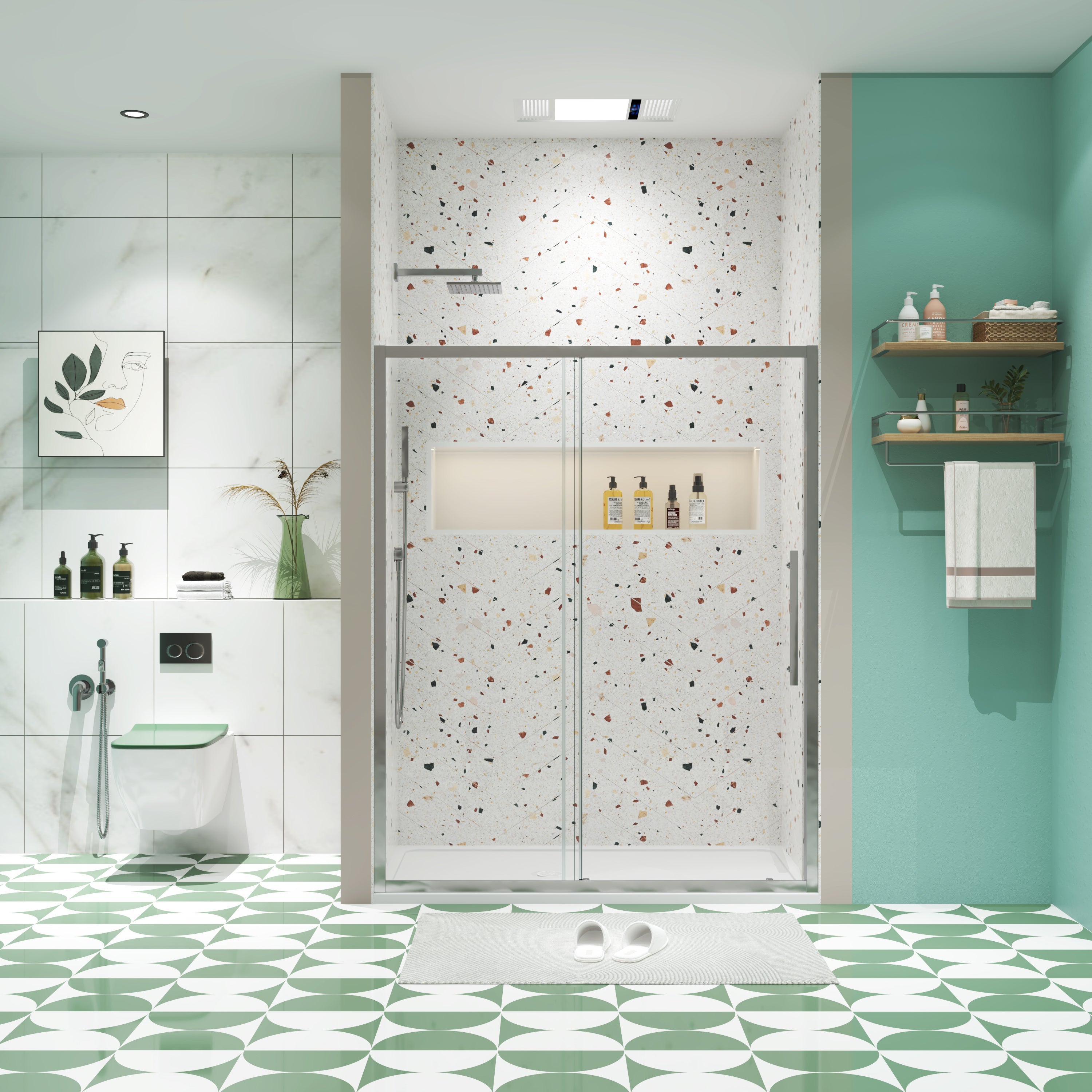 60"x72" Frameless Sliding Shower Door - Chrome