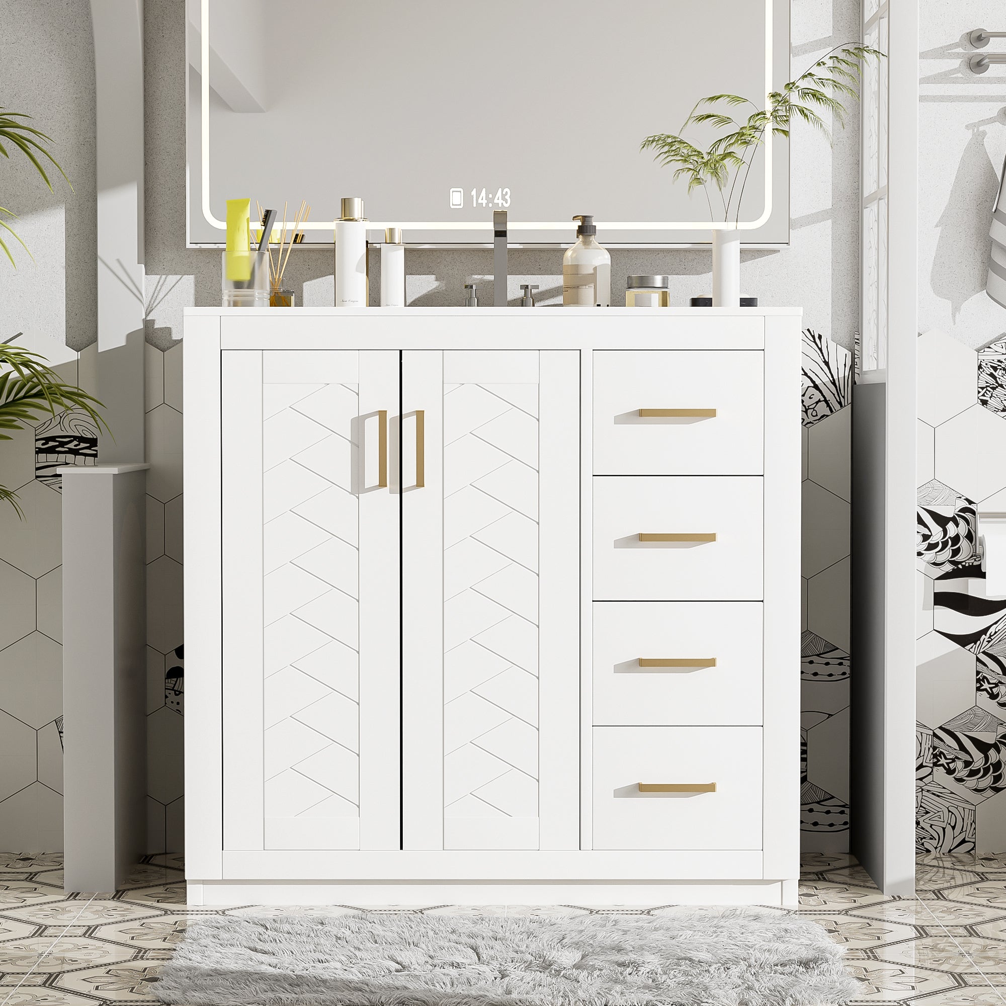 36" Bathroom Vanity Set w/ Ceramic Sink