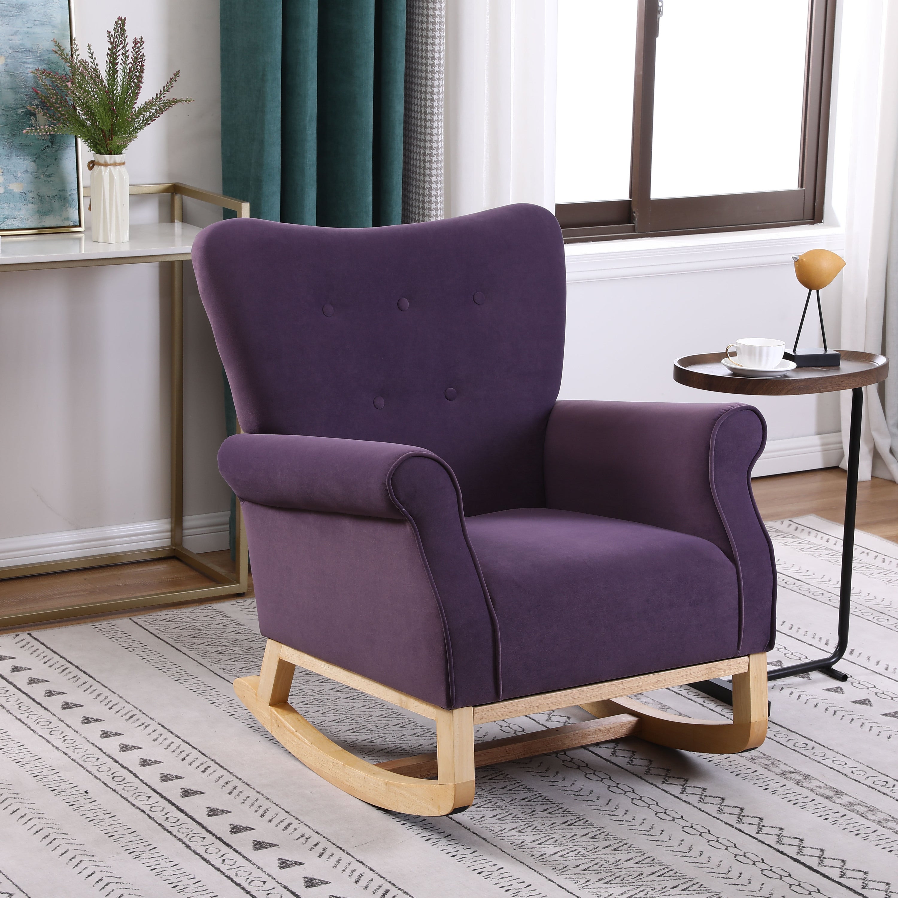 High Back Rocking Chair | Nursery Rocker | Modern Armchair