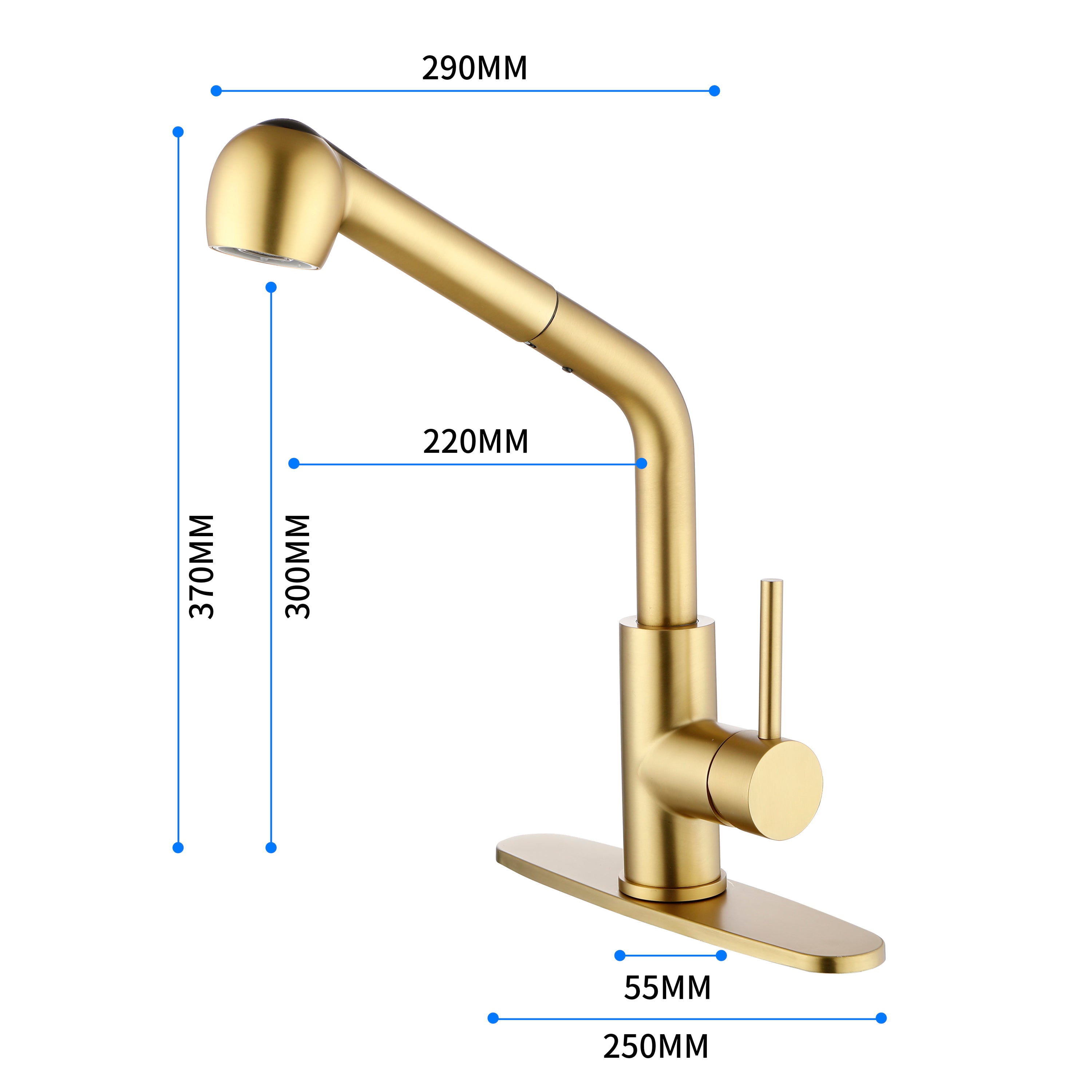 Pull-Out Utility Sink Faucet: Gold, Dual Spray