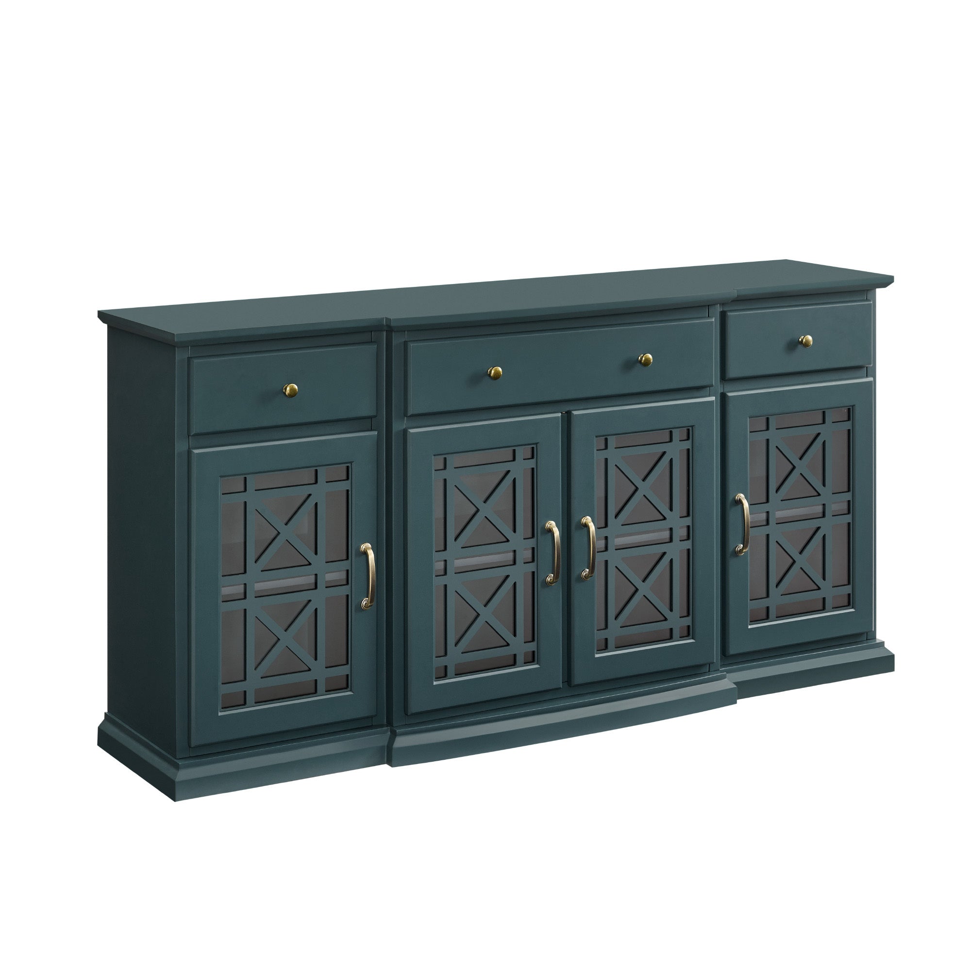 Dark Teal Fretwork Sideboard: Glass Doors