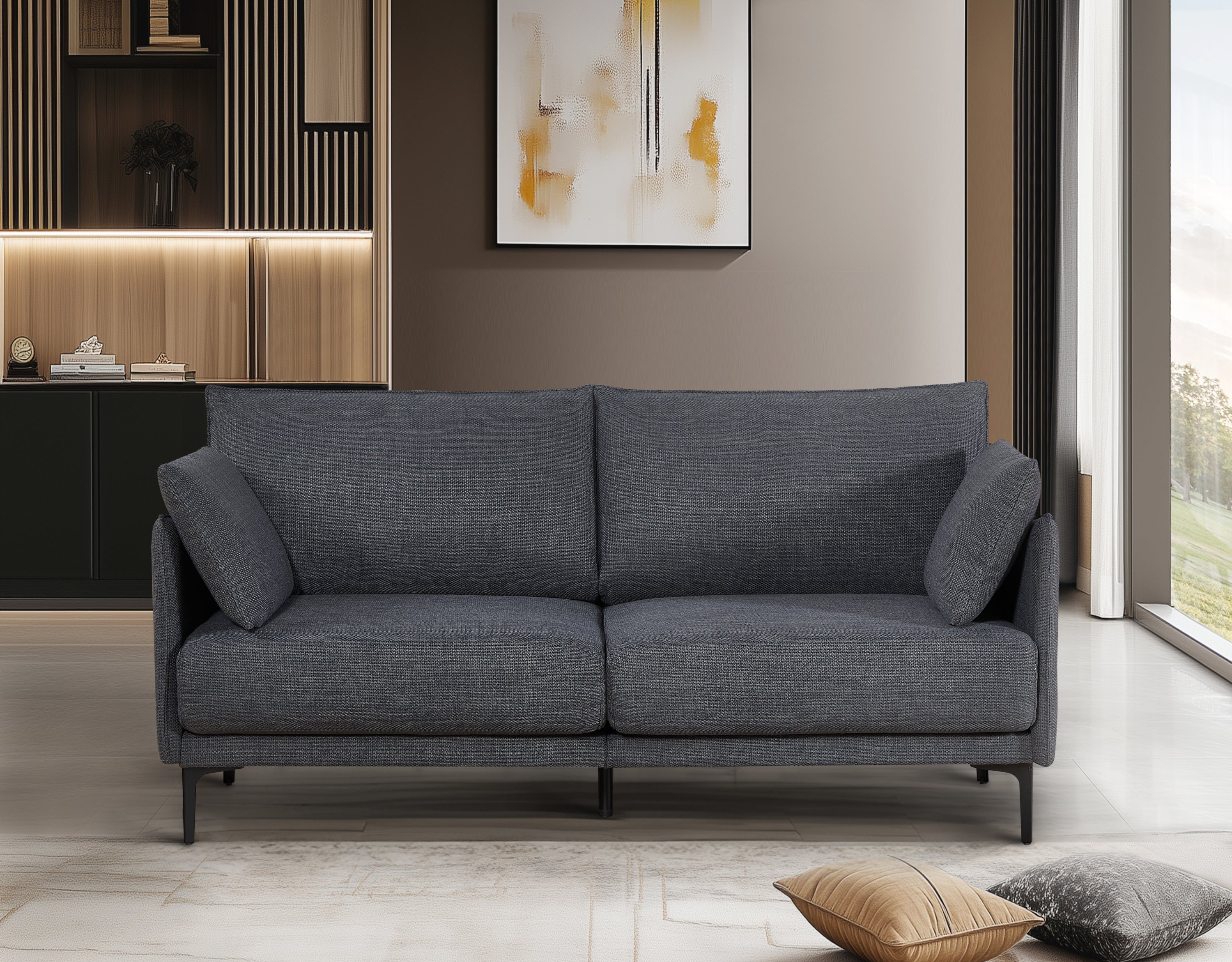 2.5 Seater Sofa: USB, Metal Legs, 2 Pillows