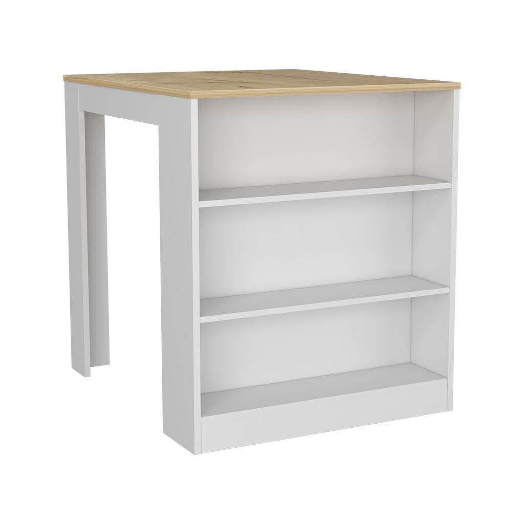 Toledo Kitchen Counter Dining Table, White/Light Oak