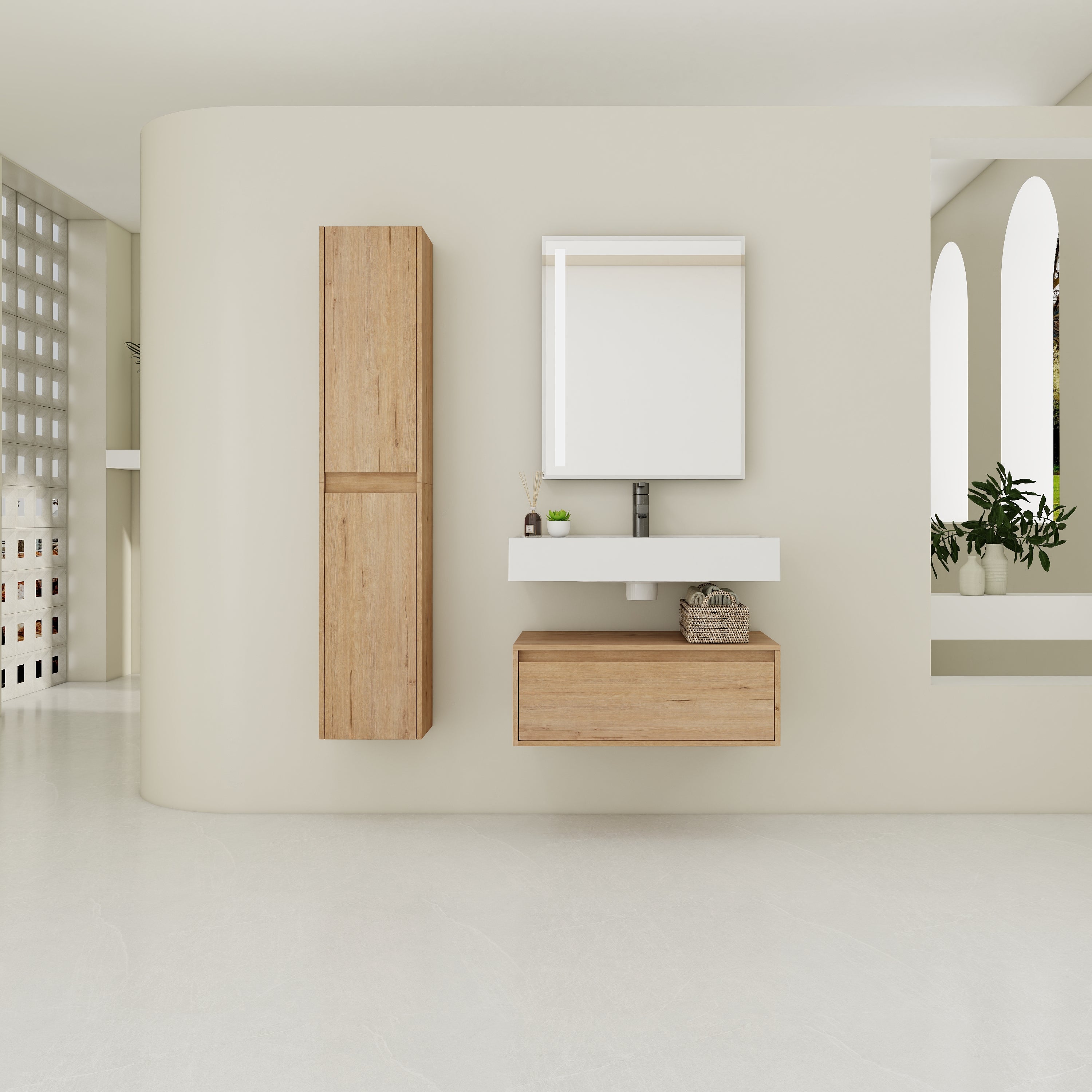 30" Wall-Mounted Bathroom Vanity with Sink & Cabinet
