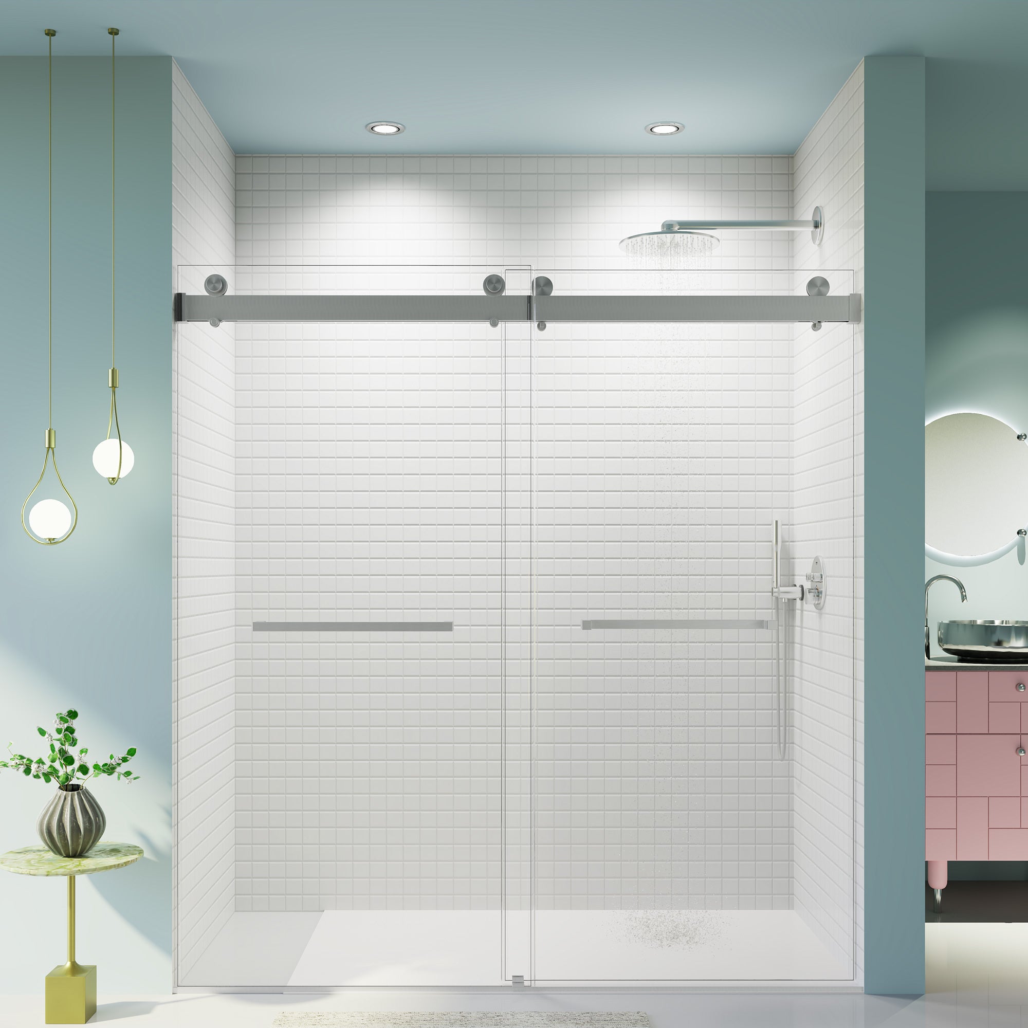 Frameless Shower Door 68-72x76", Soft Close