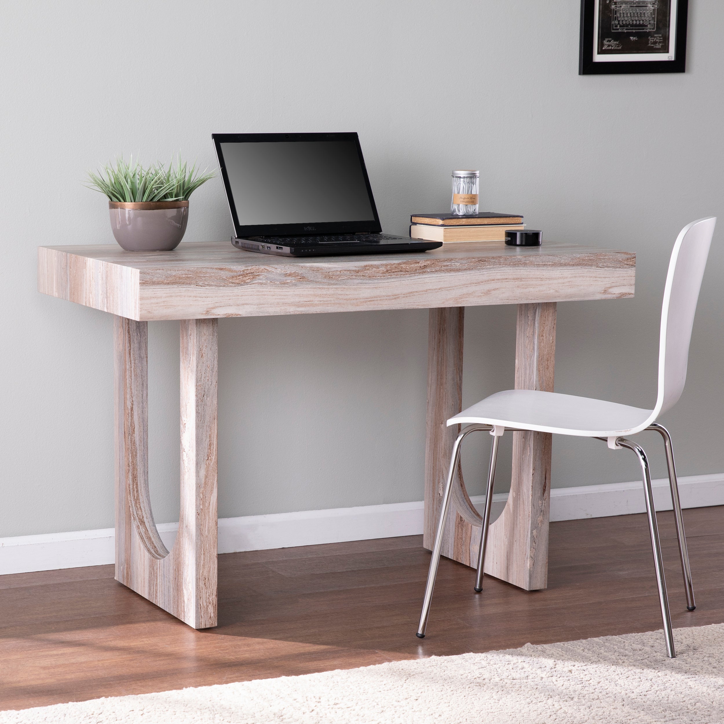 Chadkirk Faux Marble Writing Desk | Elegant Home Office Desk