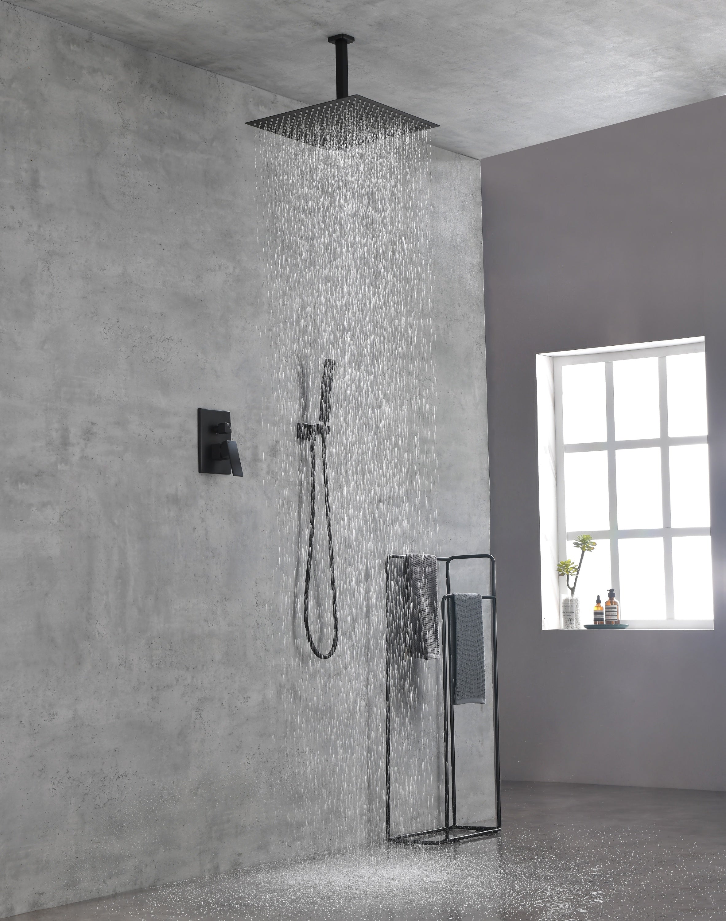 Ceiling Shower Combo: Handheld & 16" Head