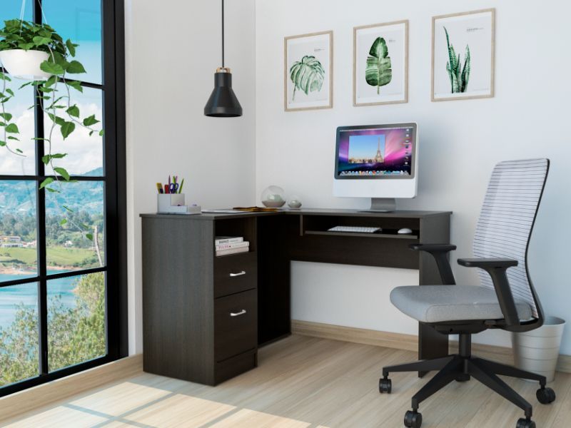 Raleigh L-Shaped Desk w/ Drawers, Shelf & CPU Storage