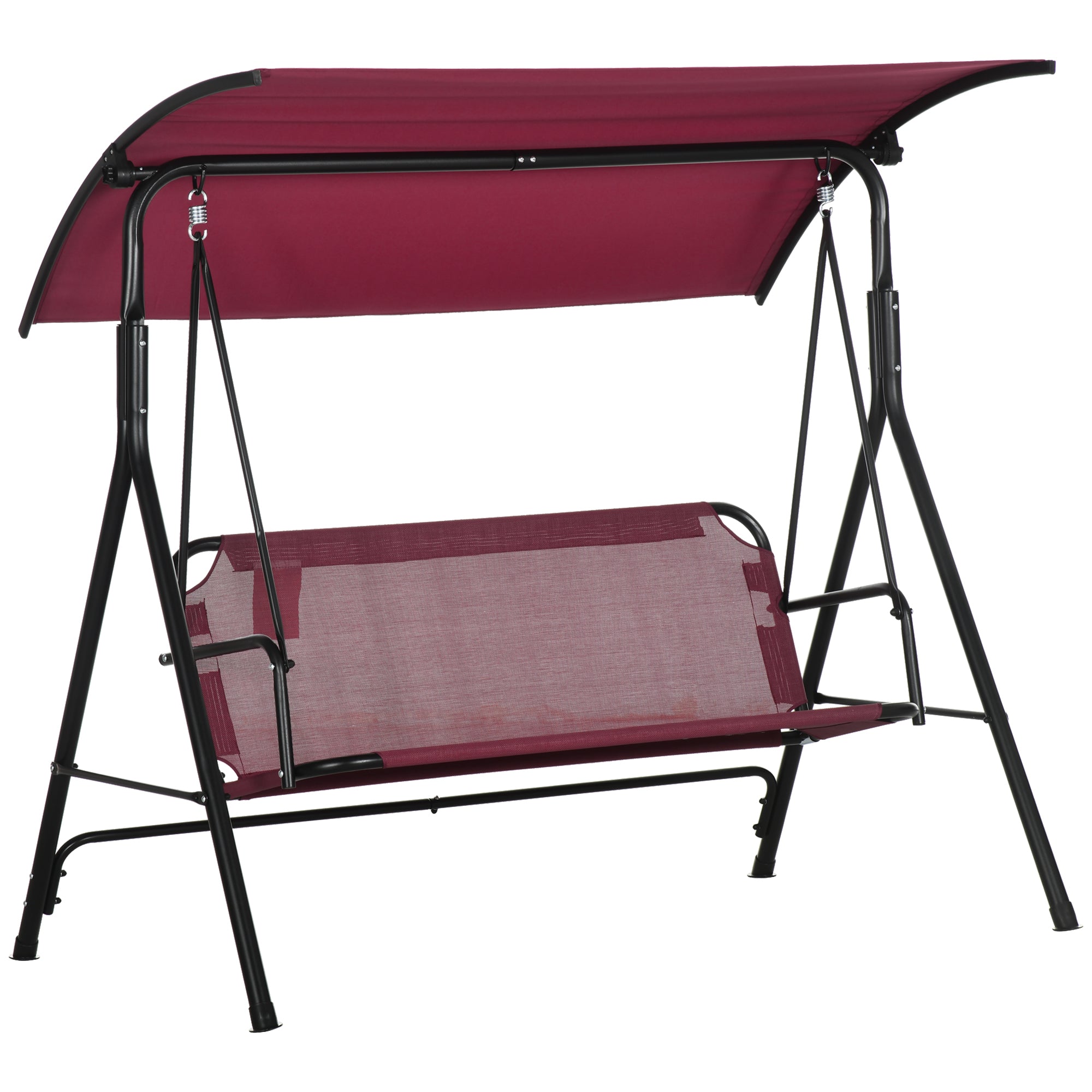 Outsunny 3-Person Porch Swing: Red Canopy & Stand
