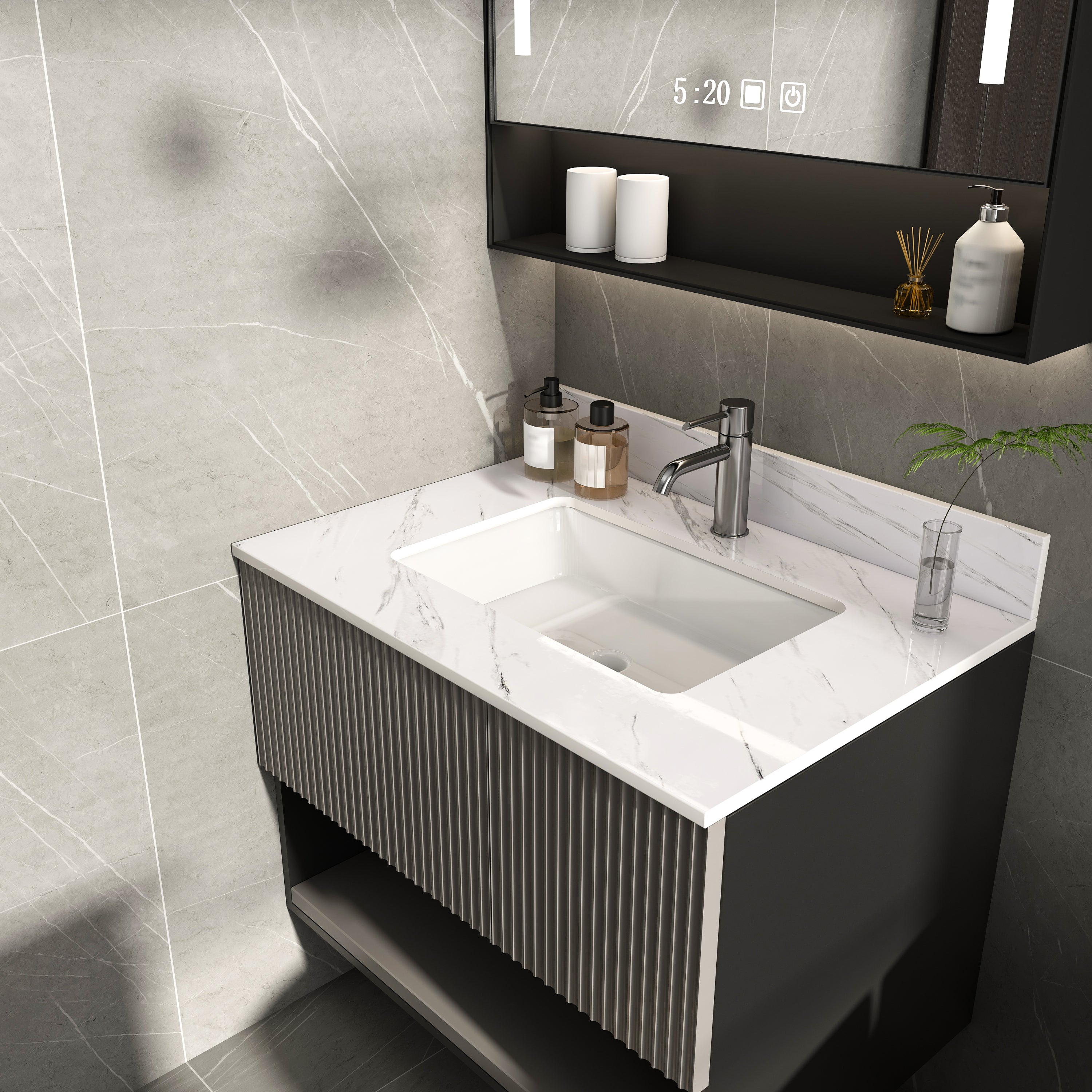 31" Bianco Carrara Marble Vanity Top with Sink