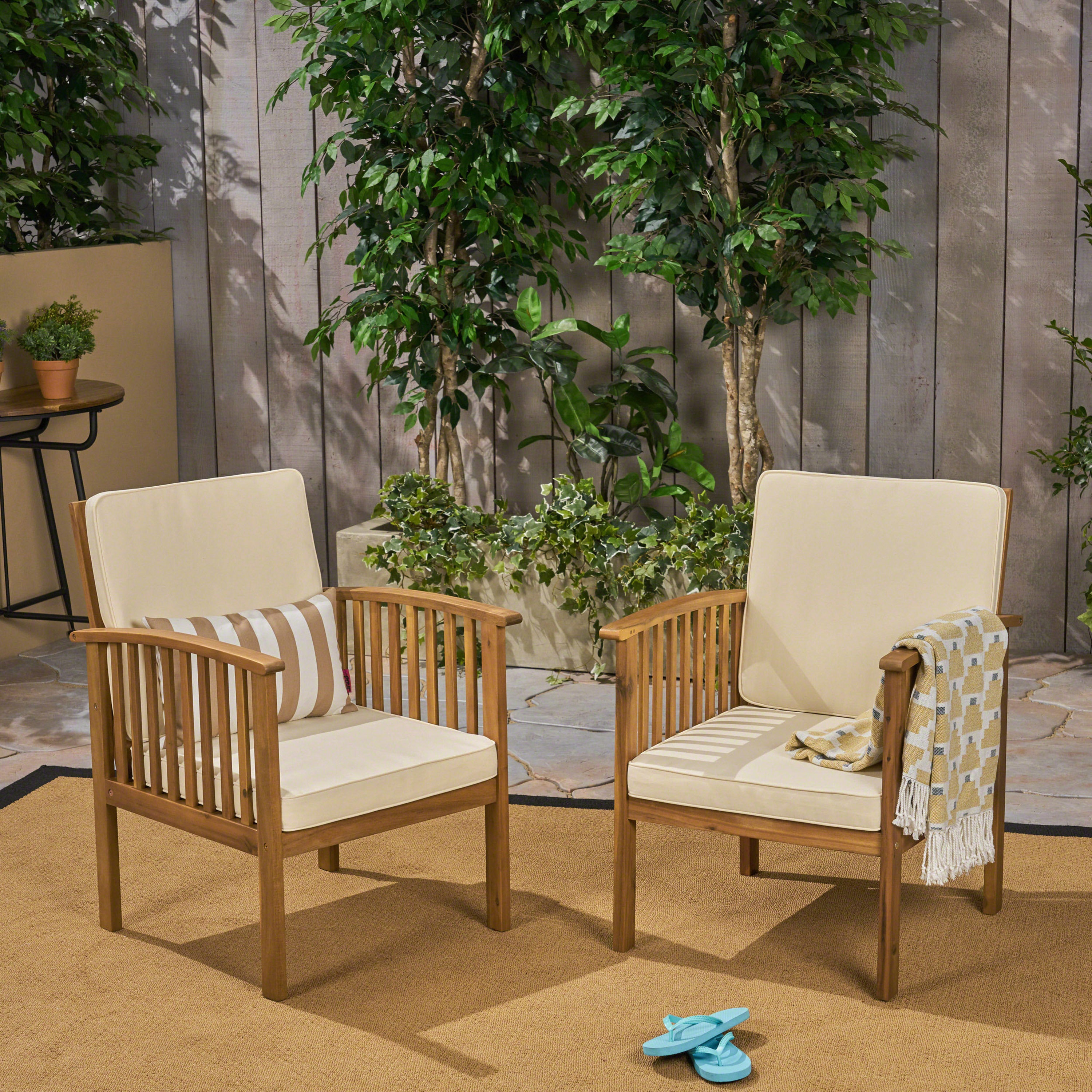 Acacia Wood Outdoor Club Chair | Weather-Resistant Patio Seating
