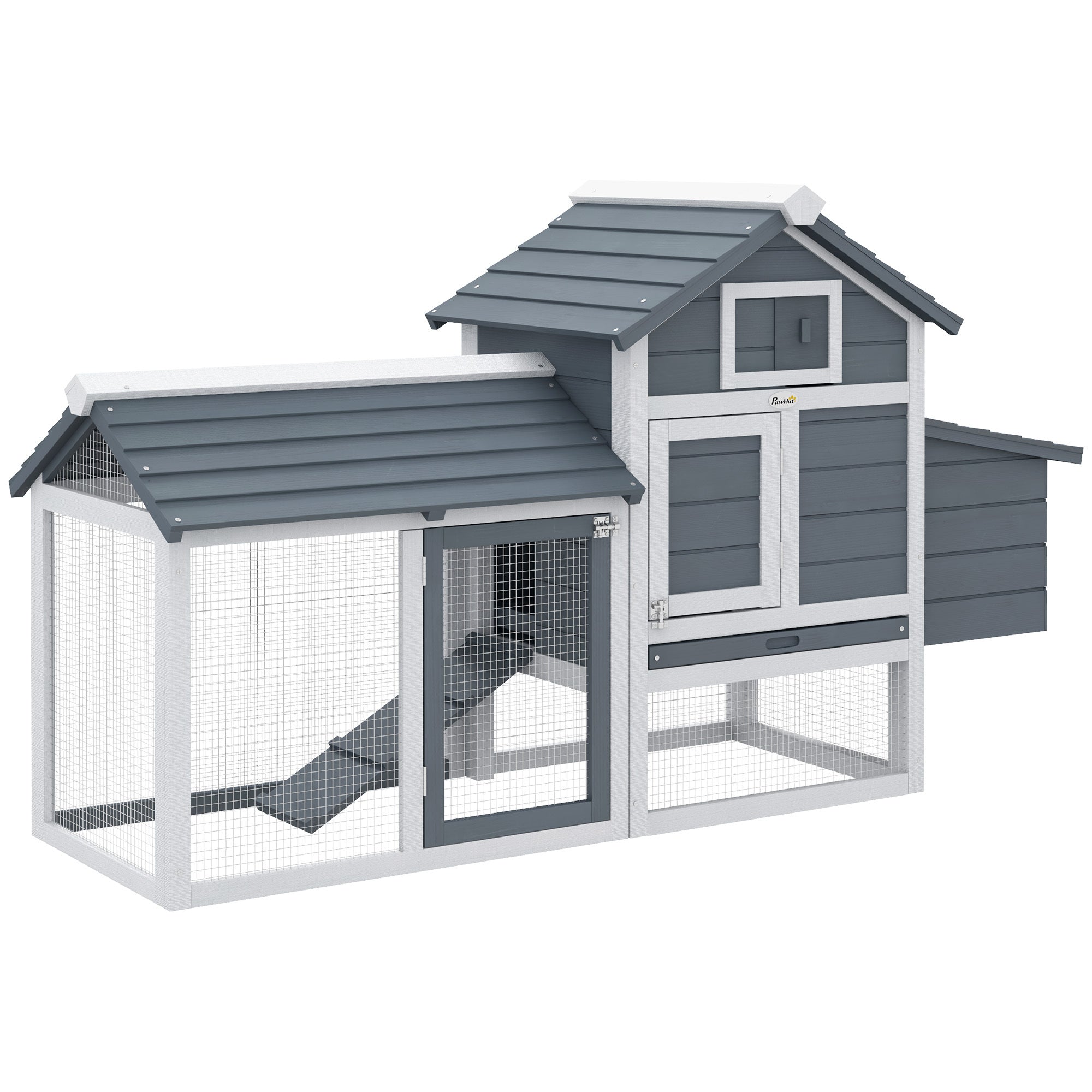 PawHut 59" Wooden Chicken Coop: 2 Doors, Nesting Box