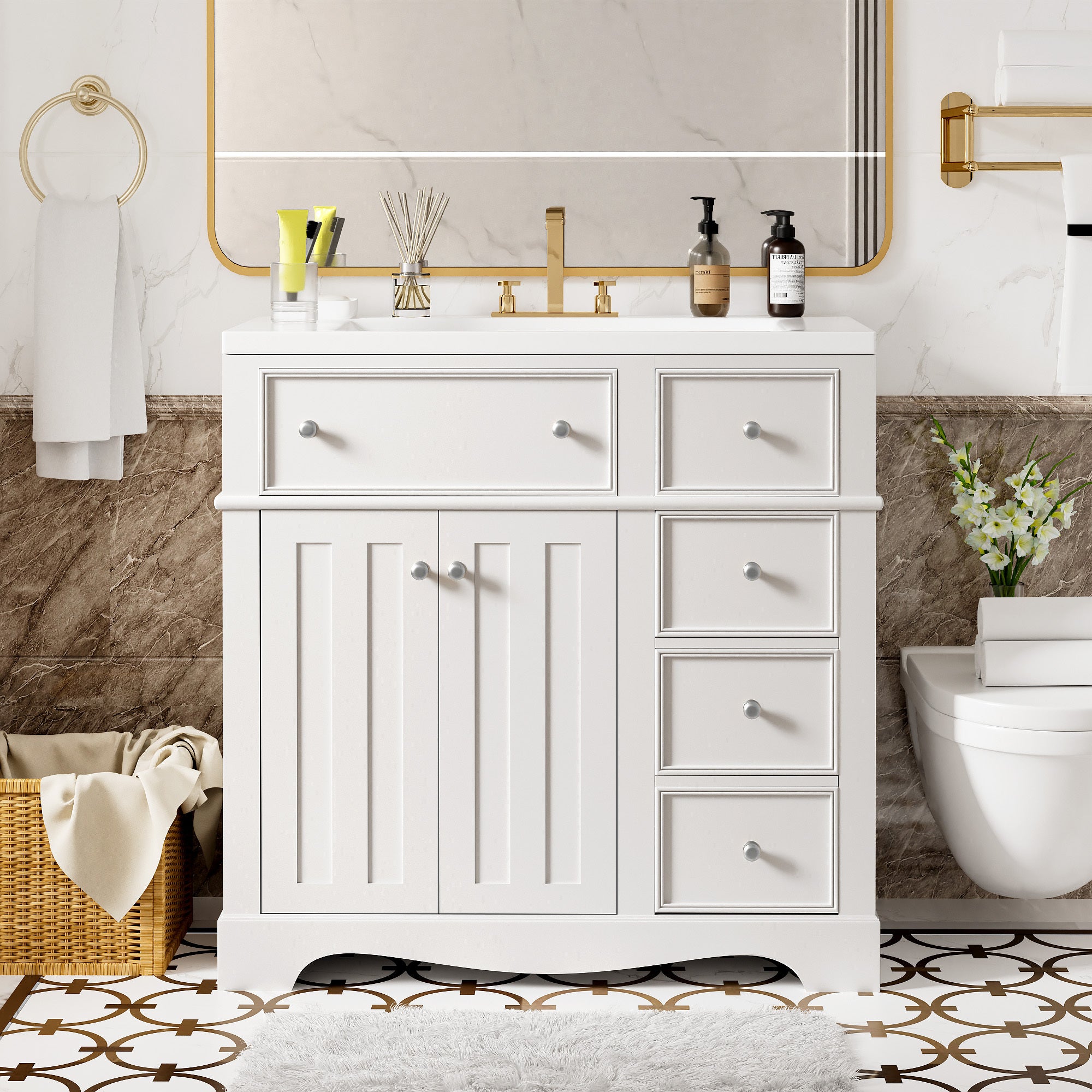 36" Bathroom Vanity Set with Resin Sink
