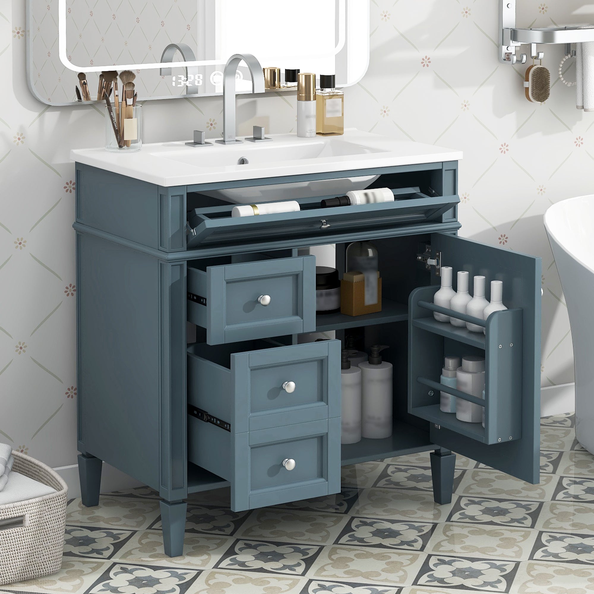 30" Modern Bathroom Vanity with Sink & Storage