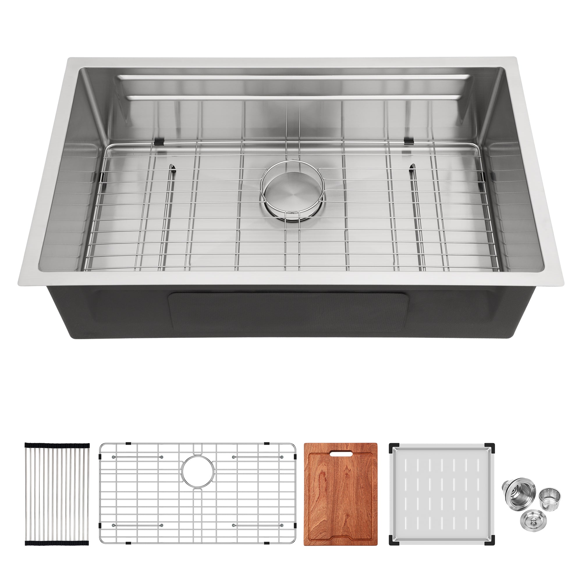 33" Undermount Kitchen Sink: Stainless Steel Workstation