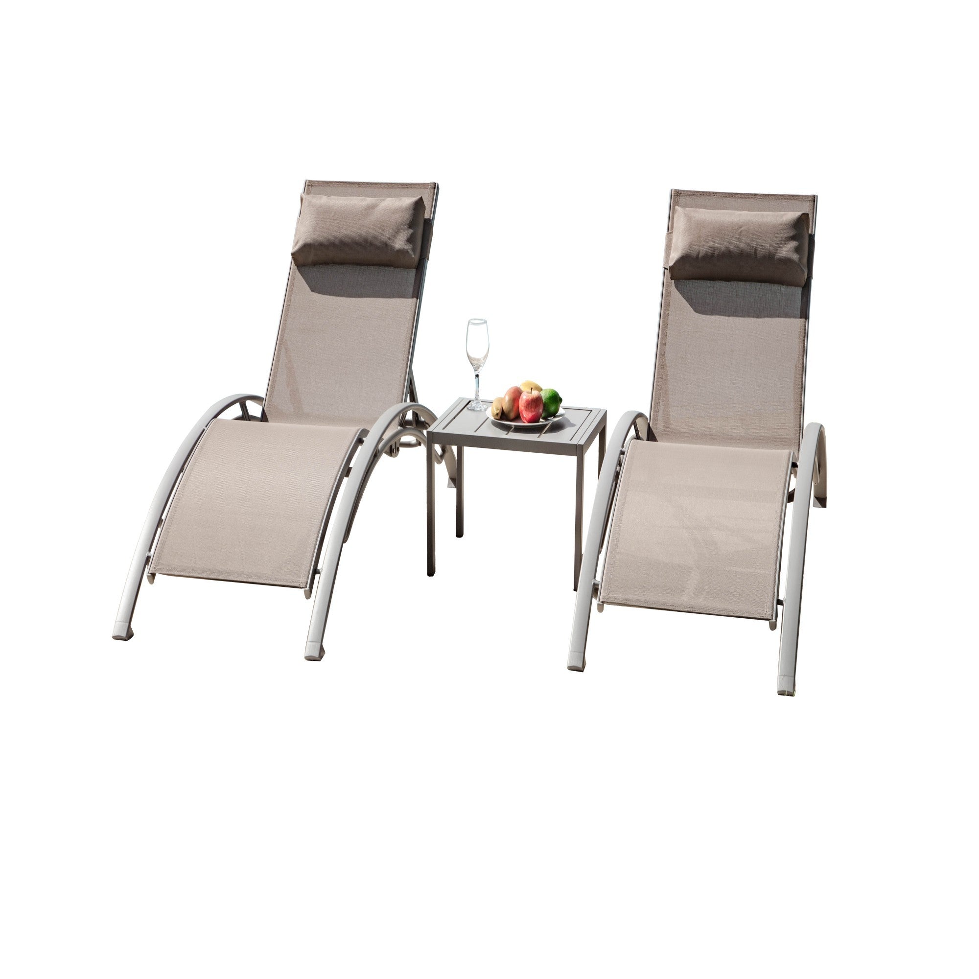 Aluminum Pool Lounge Chairs Set w/Table