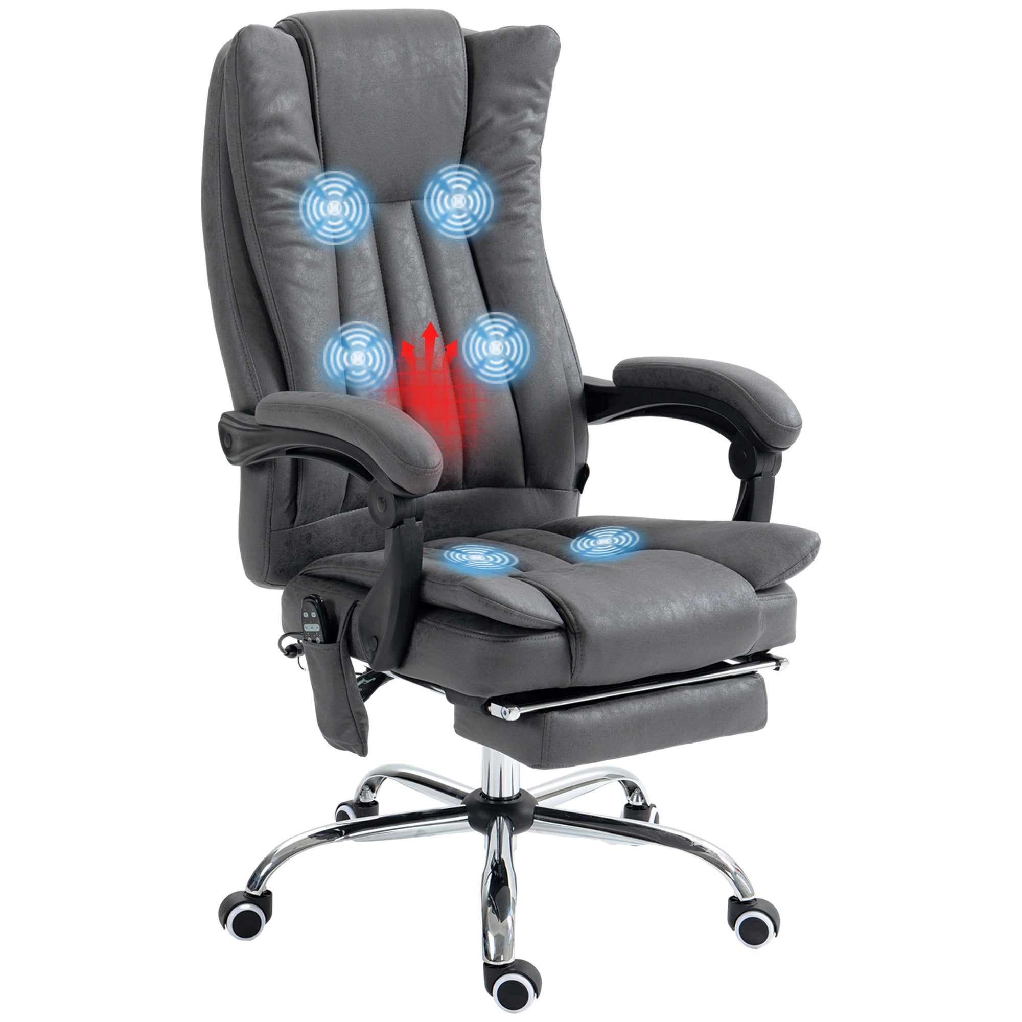 Massage Office Chair, High Back w/ Footrest - Blue