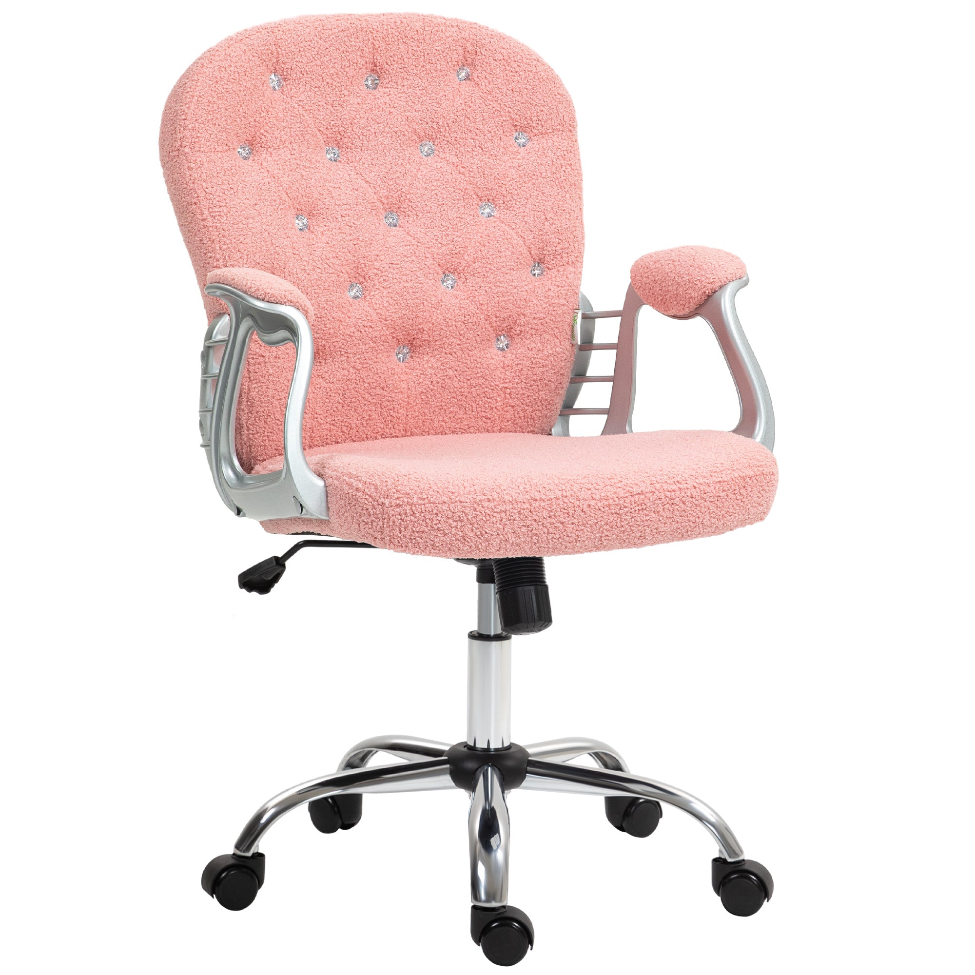 Pink Teddy Fleece Office Chair | Adjustable & Swivel