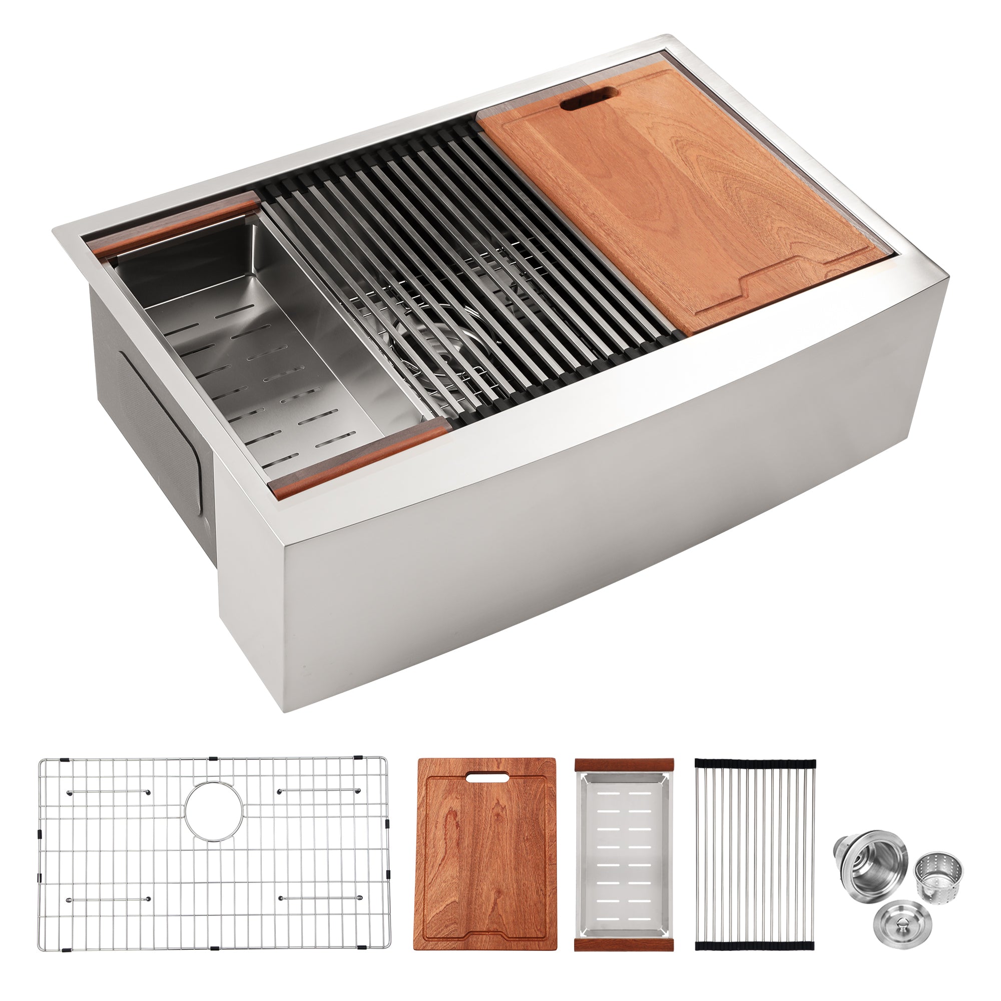 33" Farmhouse Apron Sink: Stainless Steel Workstation