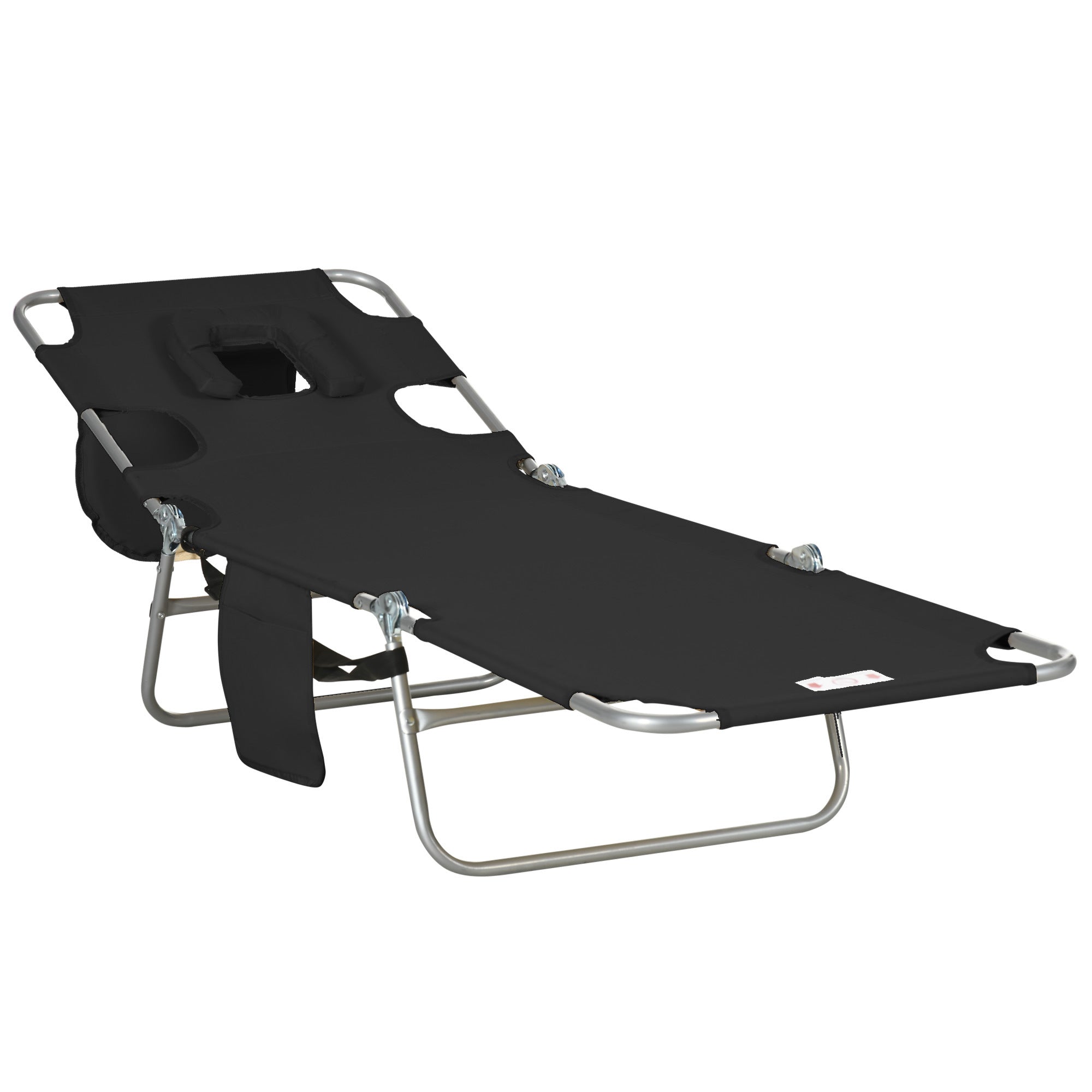 Outsunny Folding Beach Lounger: 5-Level Adjust