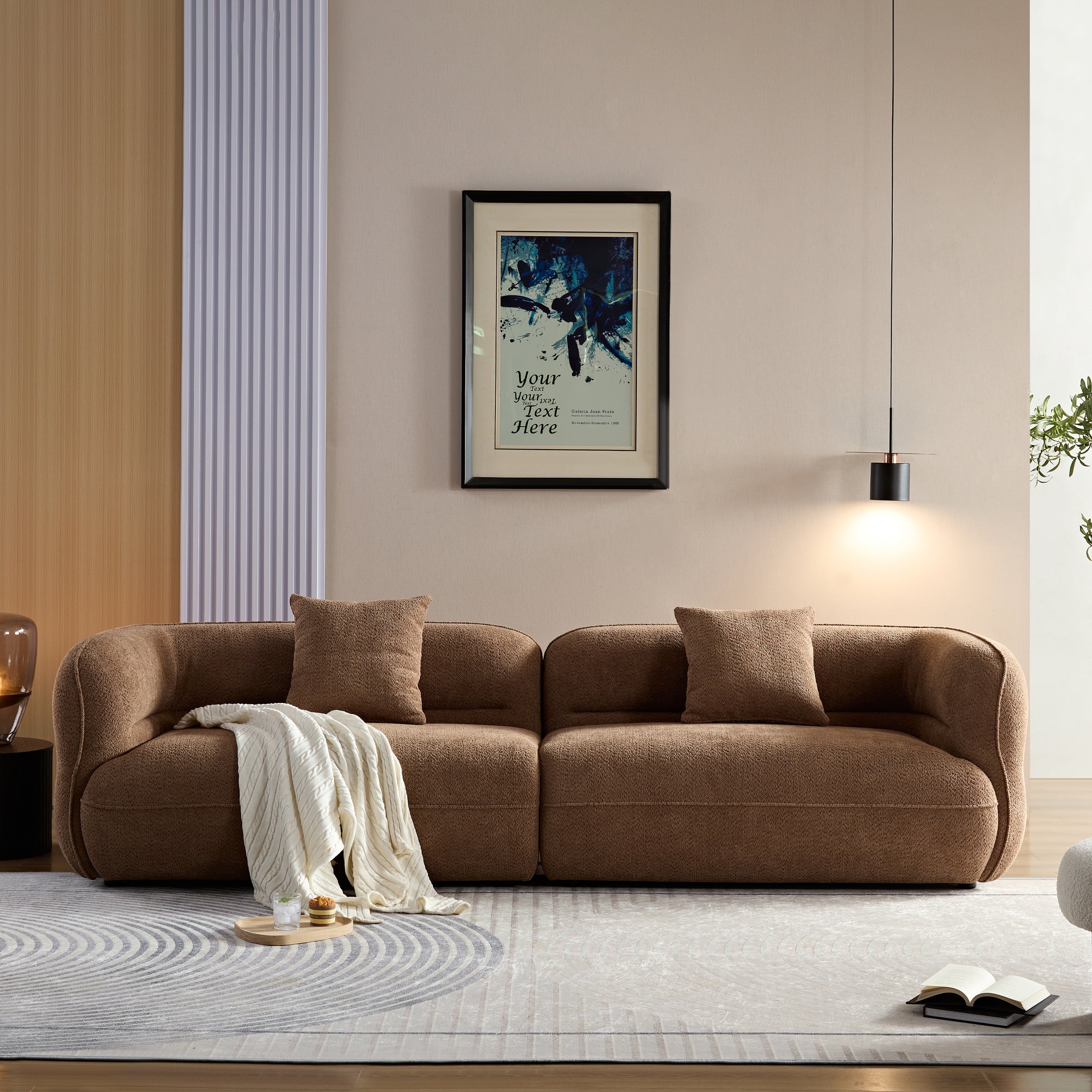WKS11CZ Camel Sofa: Durable, Solid Wood, Plush