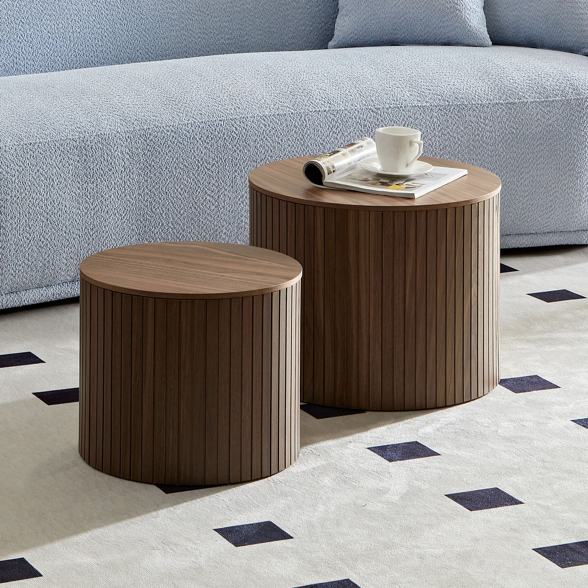 Walnut Nested Coffee Table Set (2 Pieces)