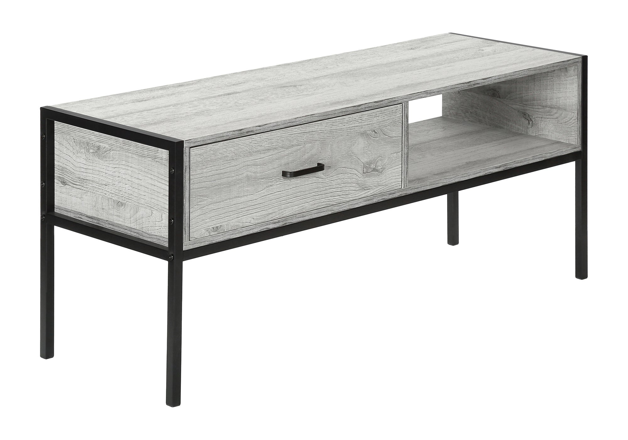 48" Modern TV Stand Console | Grey & Black Media Center