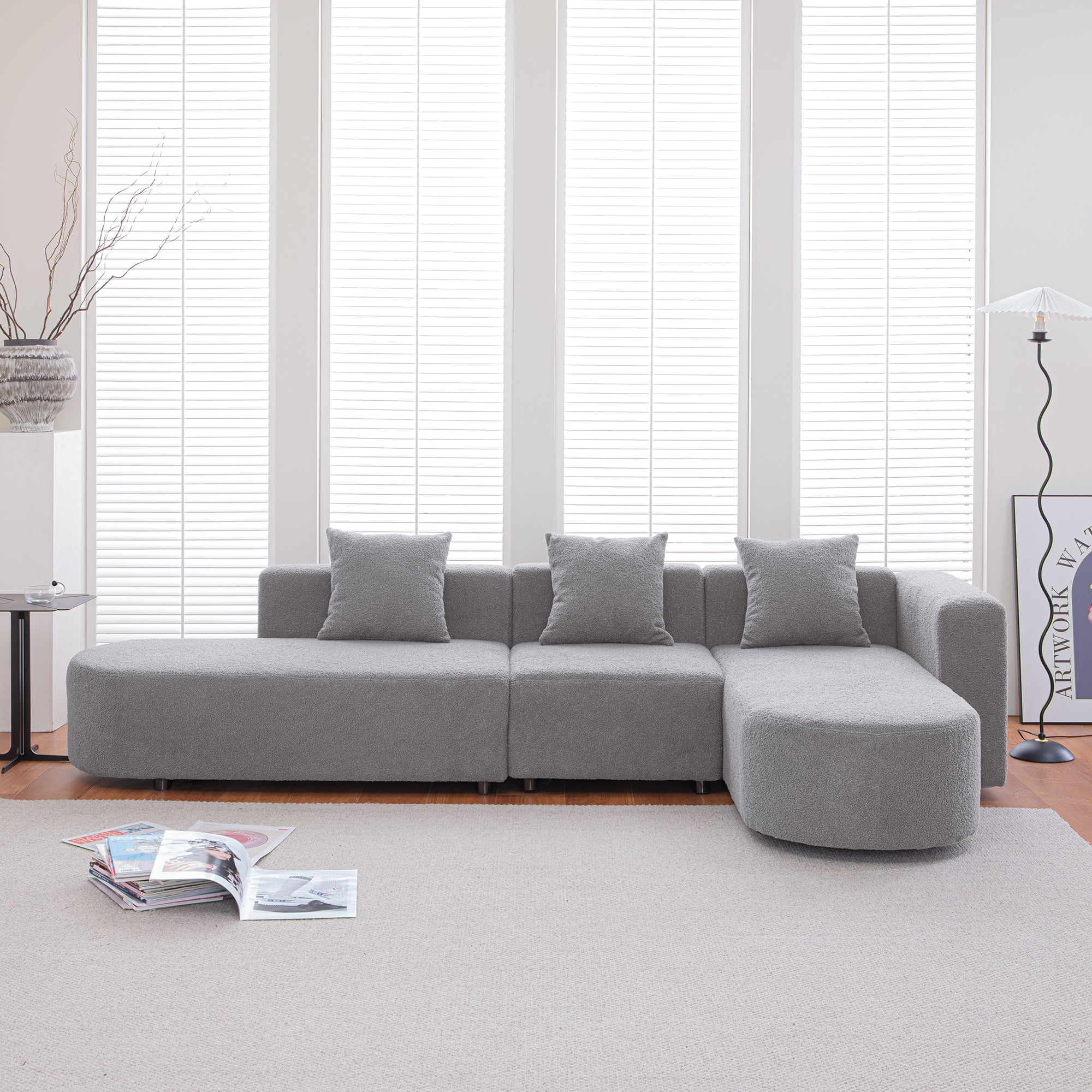 Modern Boucle L-Shape Sofa (Right Facing)