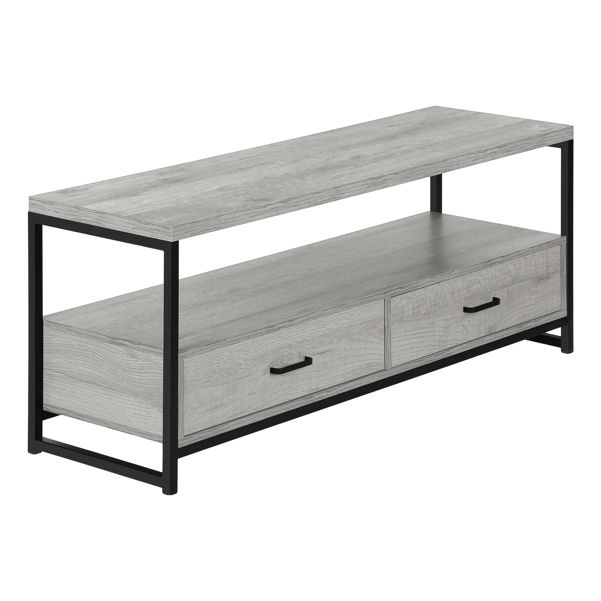 48" Modern TV Stand Console | Grey & Black Media Center