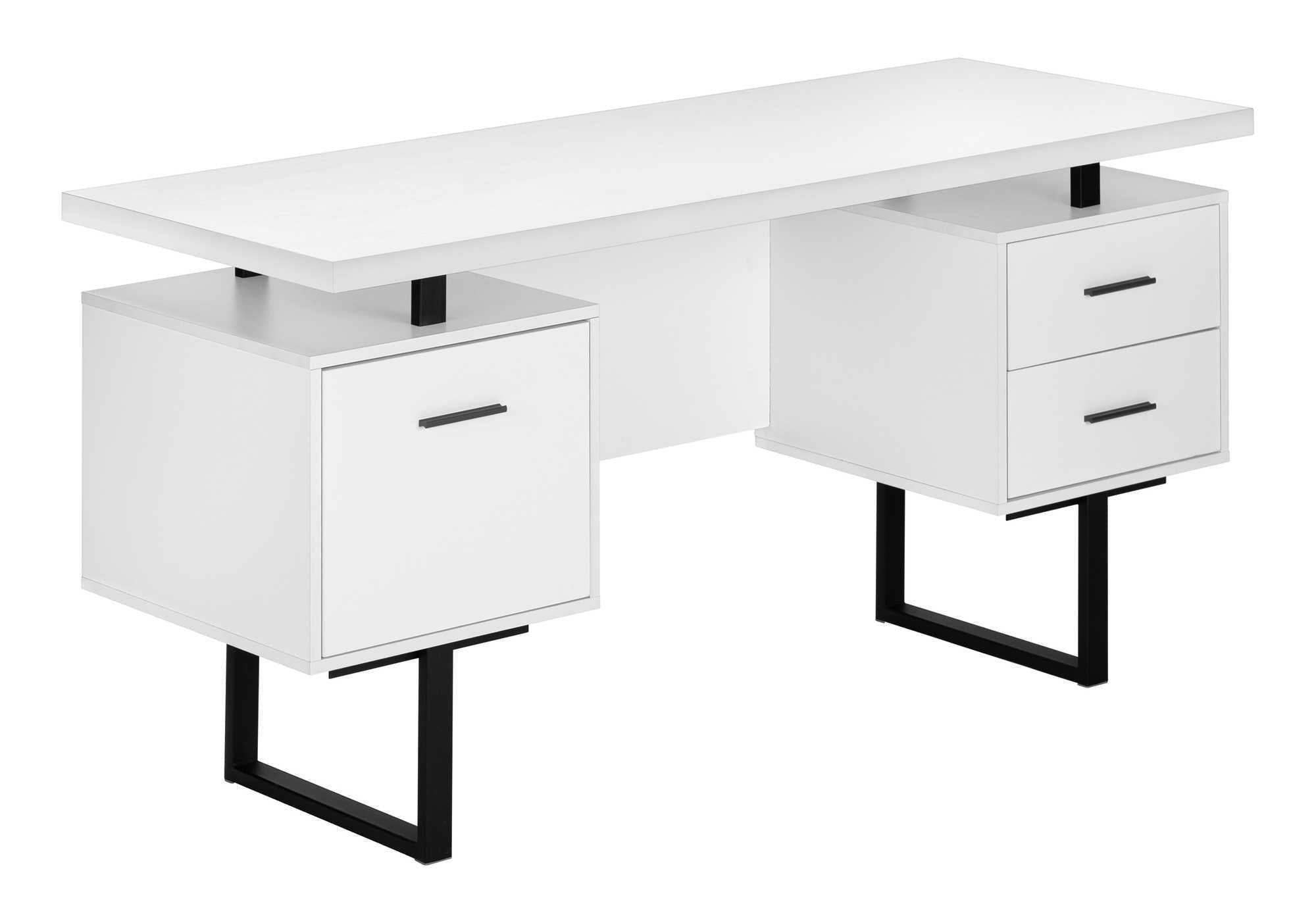 60" White Computer Desk w/ Drawers | Modern Home Office Desk