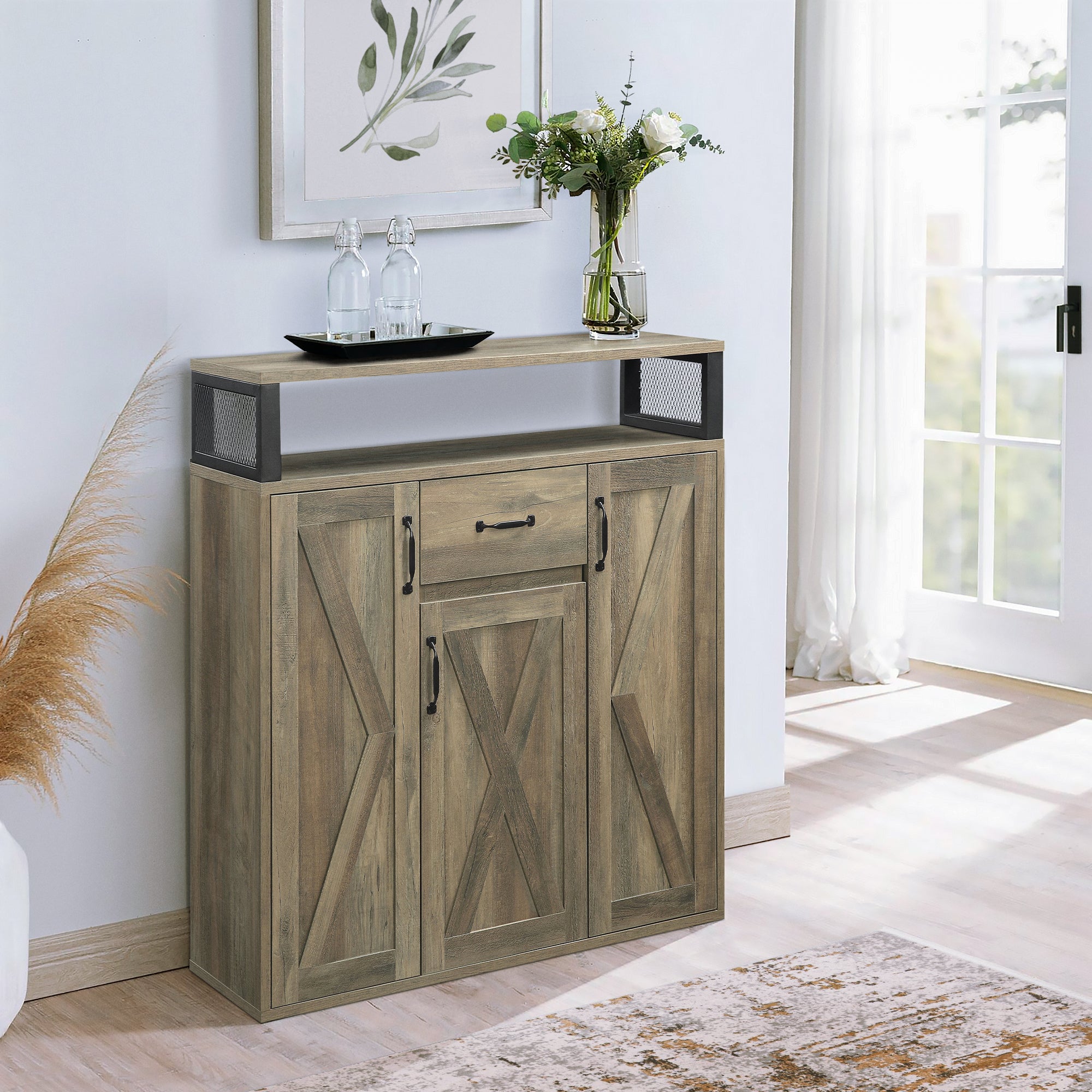 Rustic Oak Server | 3 Door Patio Furniture