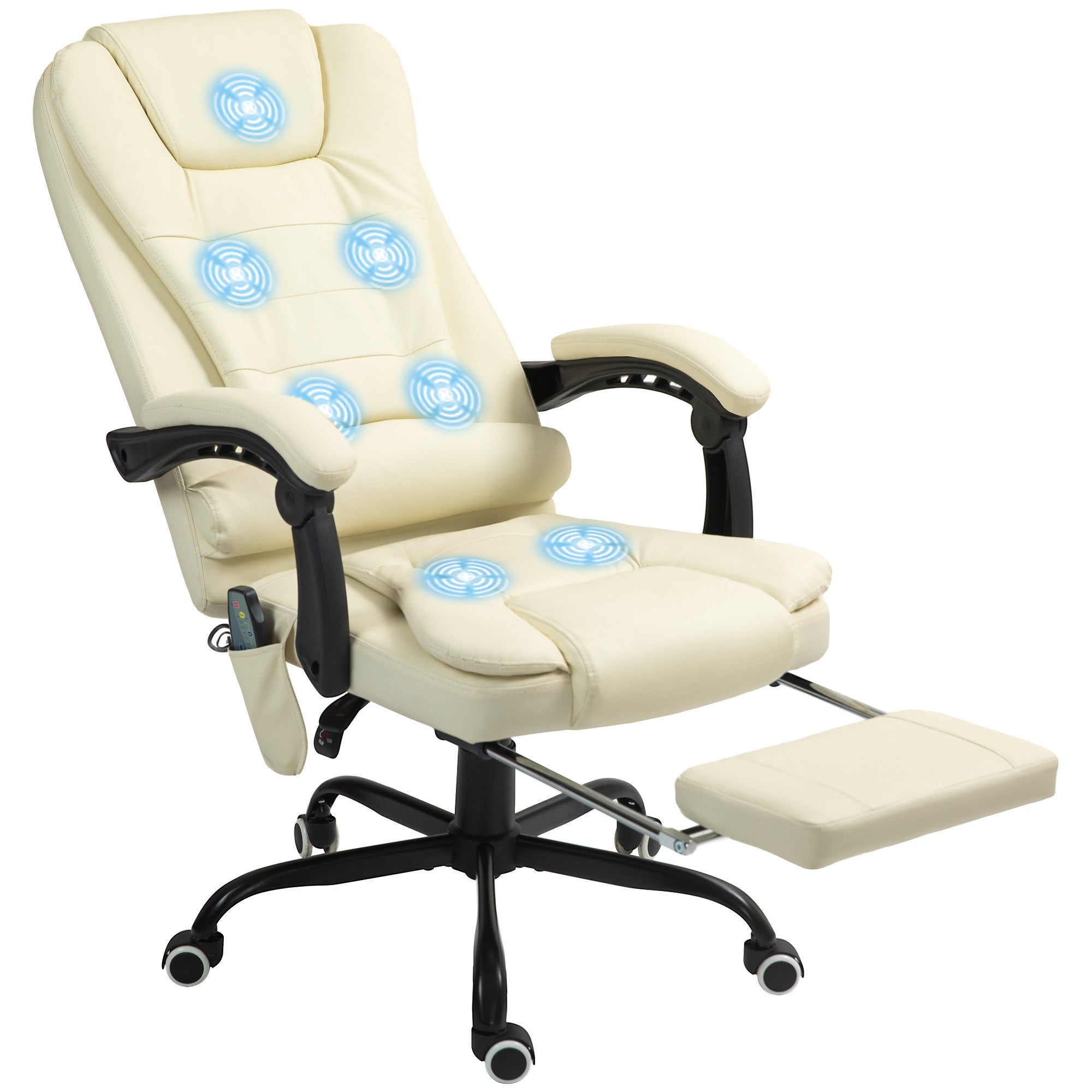Vibrating Massage Office Chair, Cream White