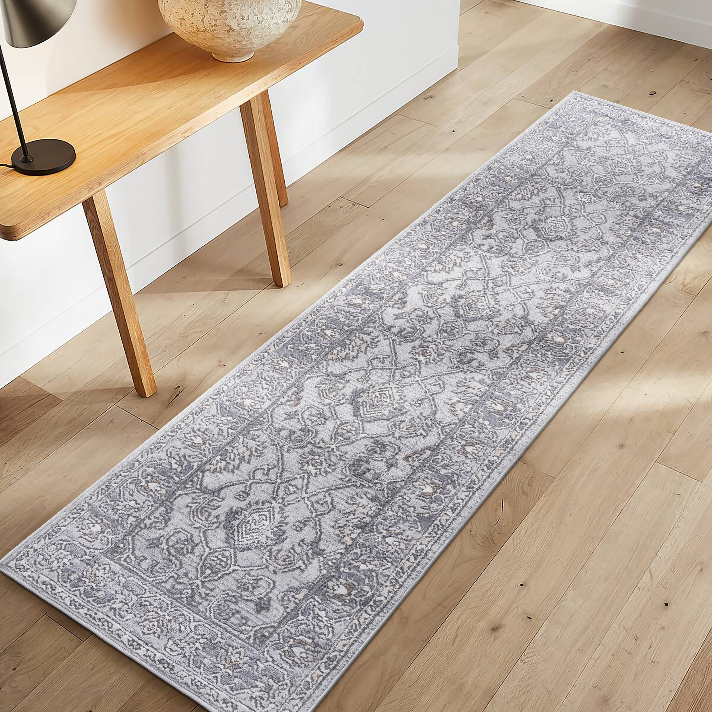 NAAR MARFI Rugs: 2x8 Ivory/Grey Oriental Area Rug