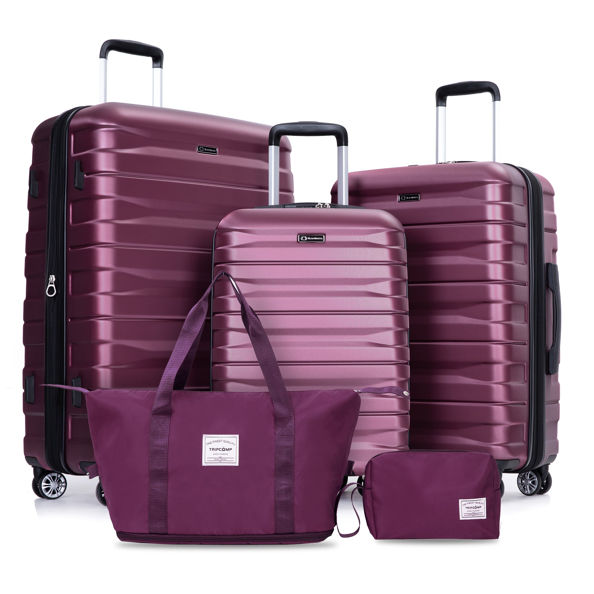 Expandable Hardside Luggage Set, Wine Red