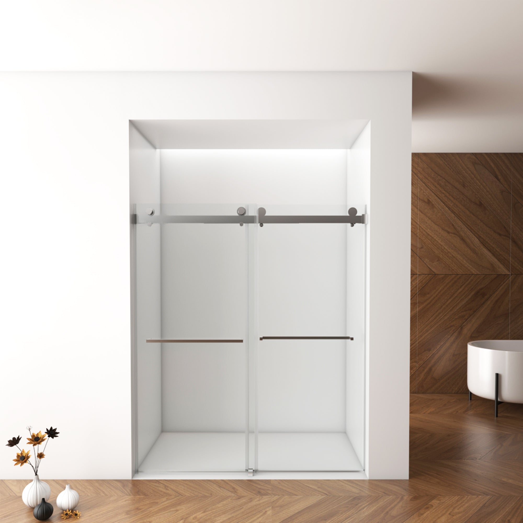 Frameless Shower Door 56-60"W x 76"H Double Sliding