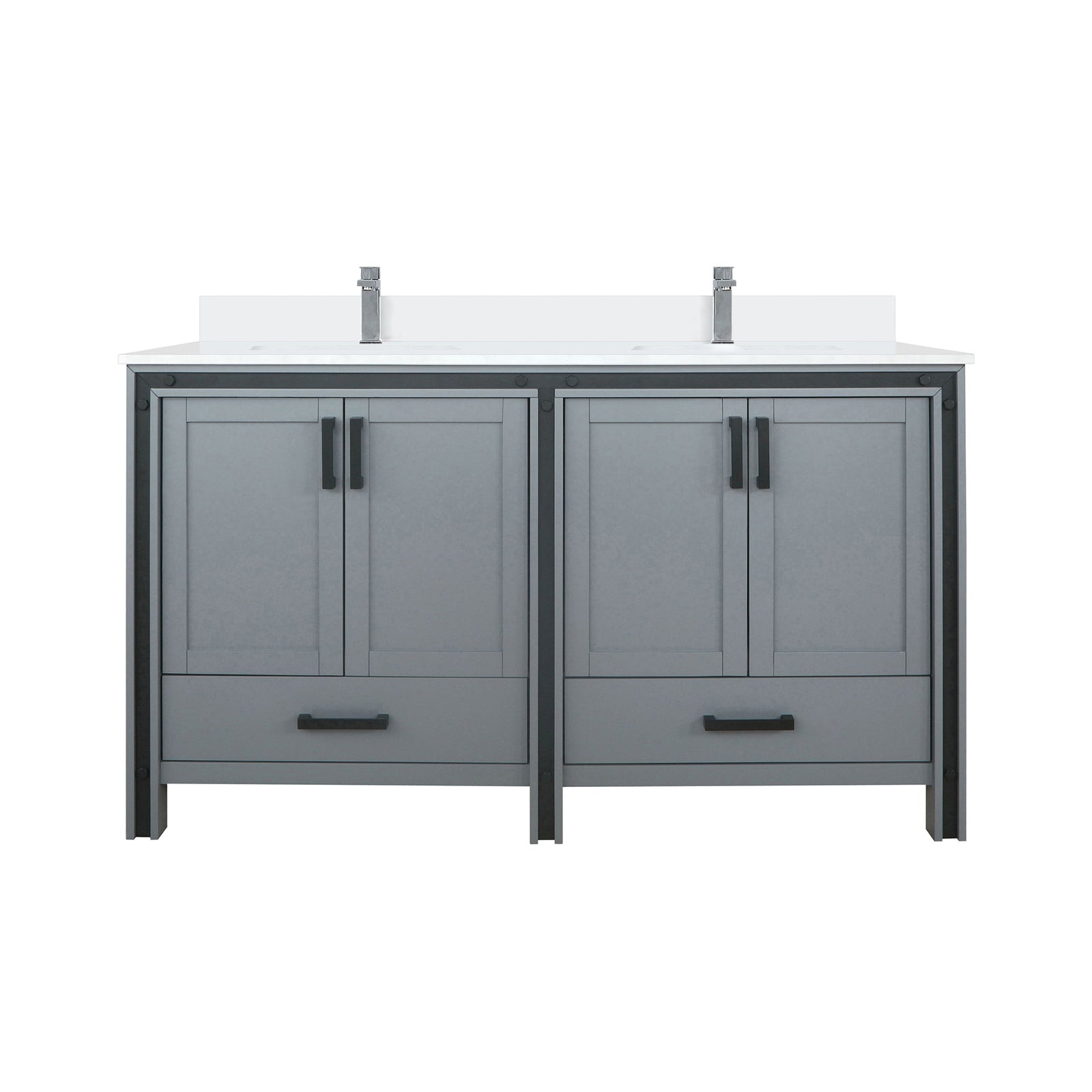 60" Dark Grey Double Vanity w/ Marble Top