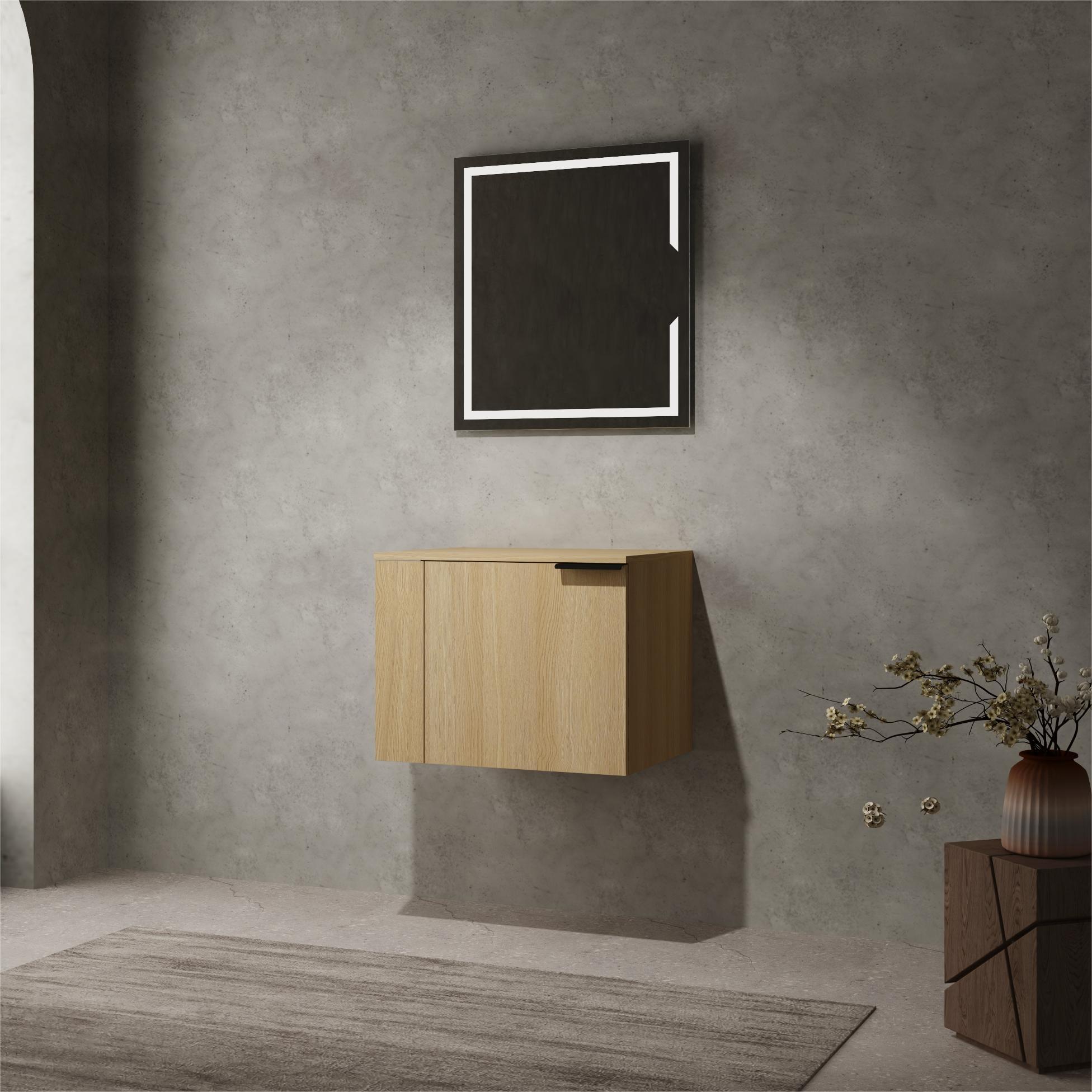 Modern Bathroom Vanity Sink Combo: Oak & Composable