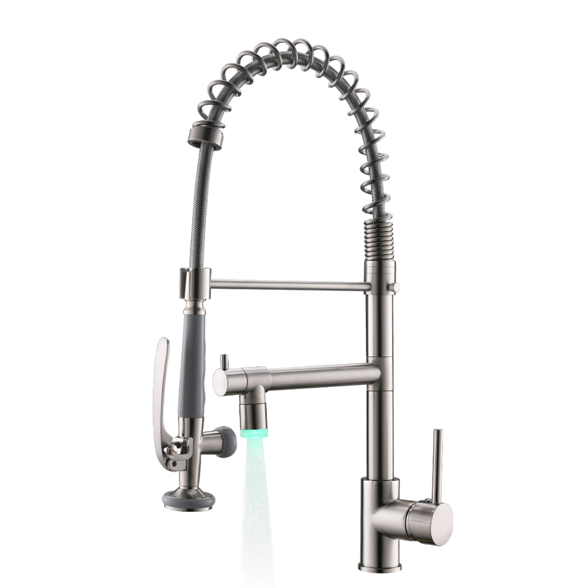 Brushed Nickel Kitchen Faucet with Pull-Down Sprayer