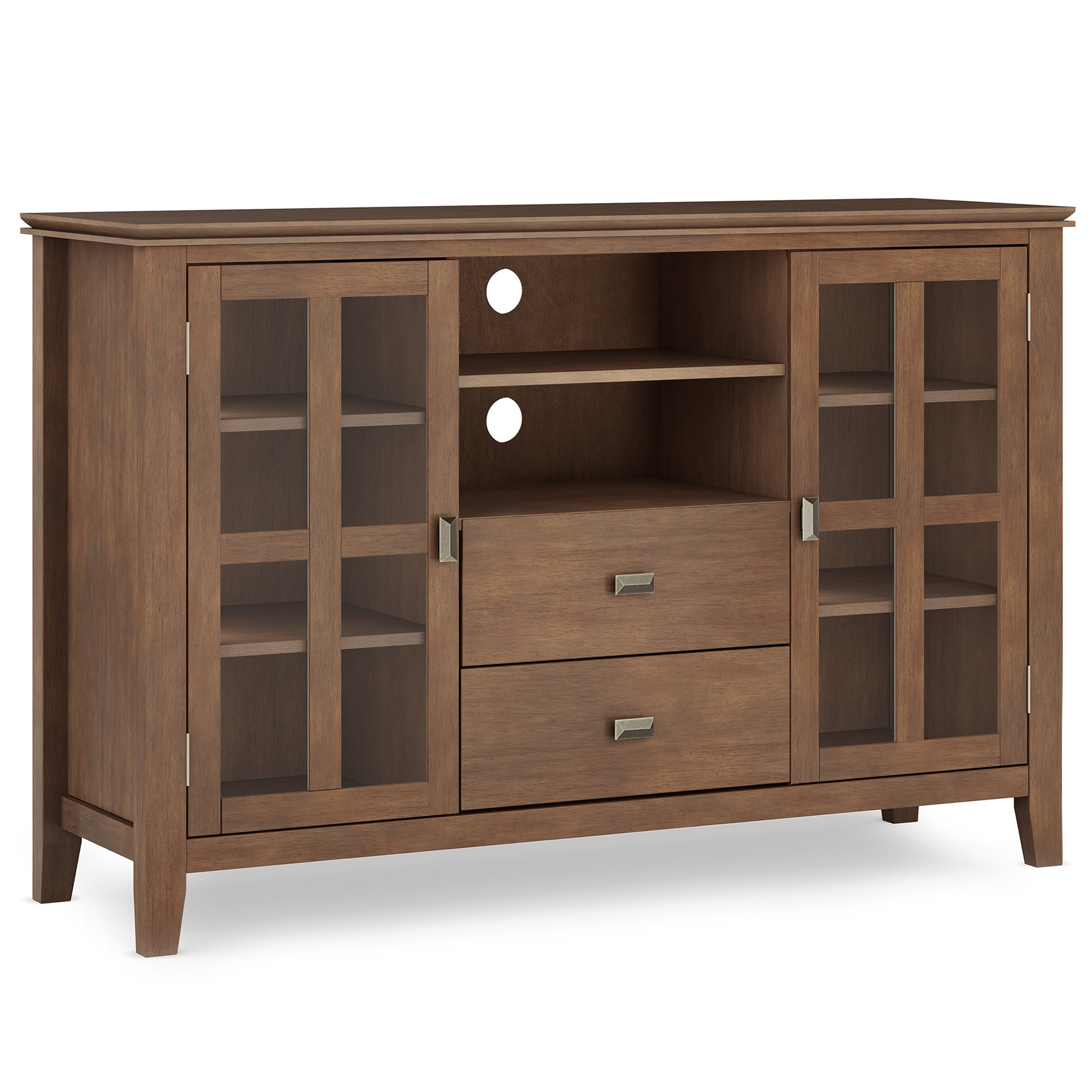 Tall TV Stand | Rustic Media Console | Aged Brown