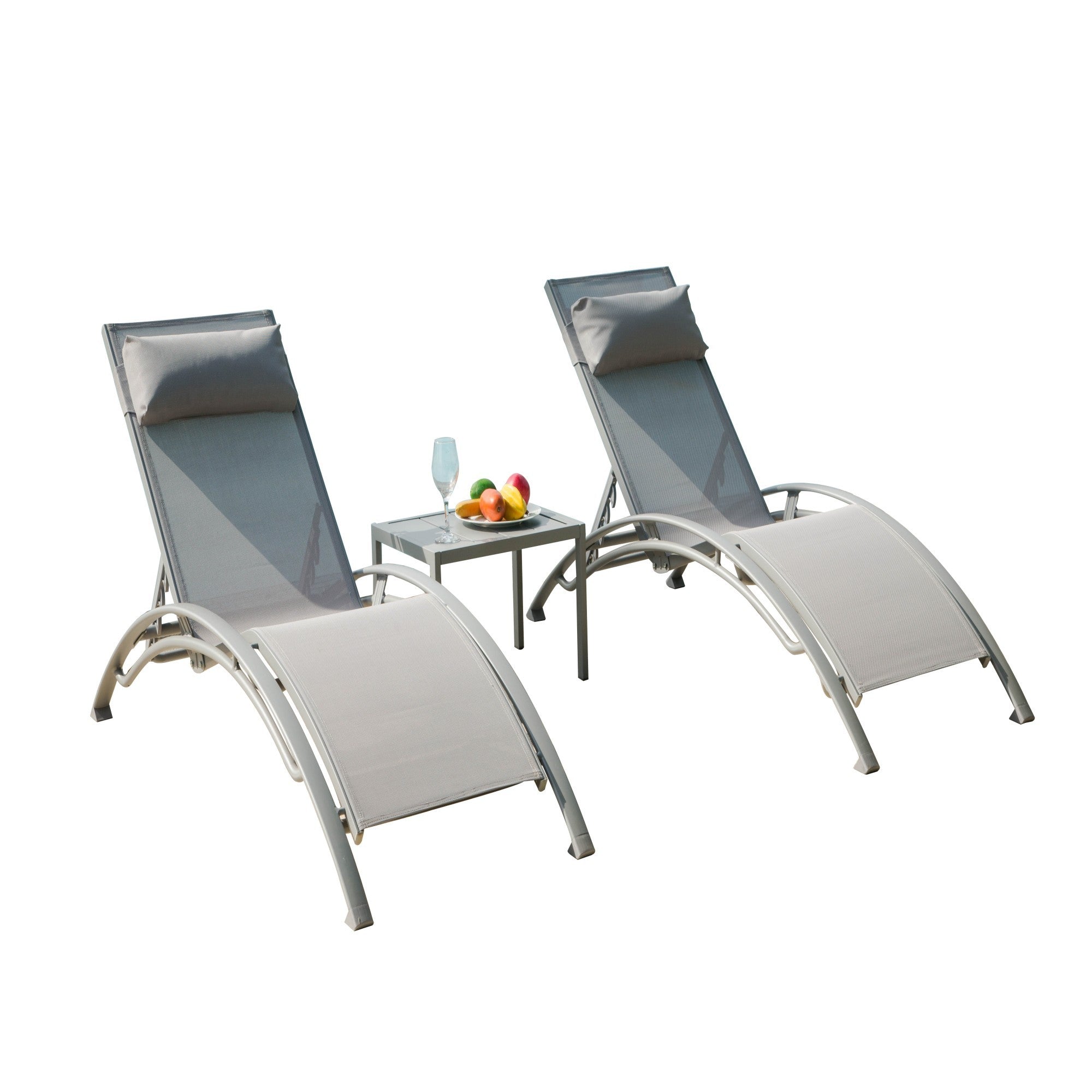 Adjustable Pool Lounge Chairs Set w/ Table