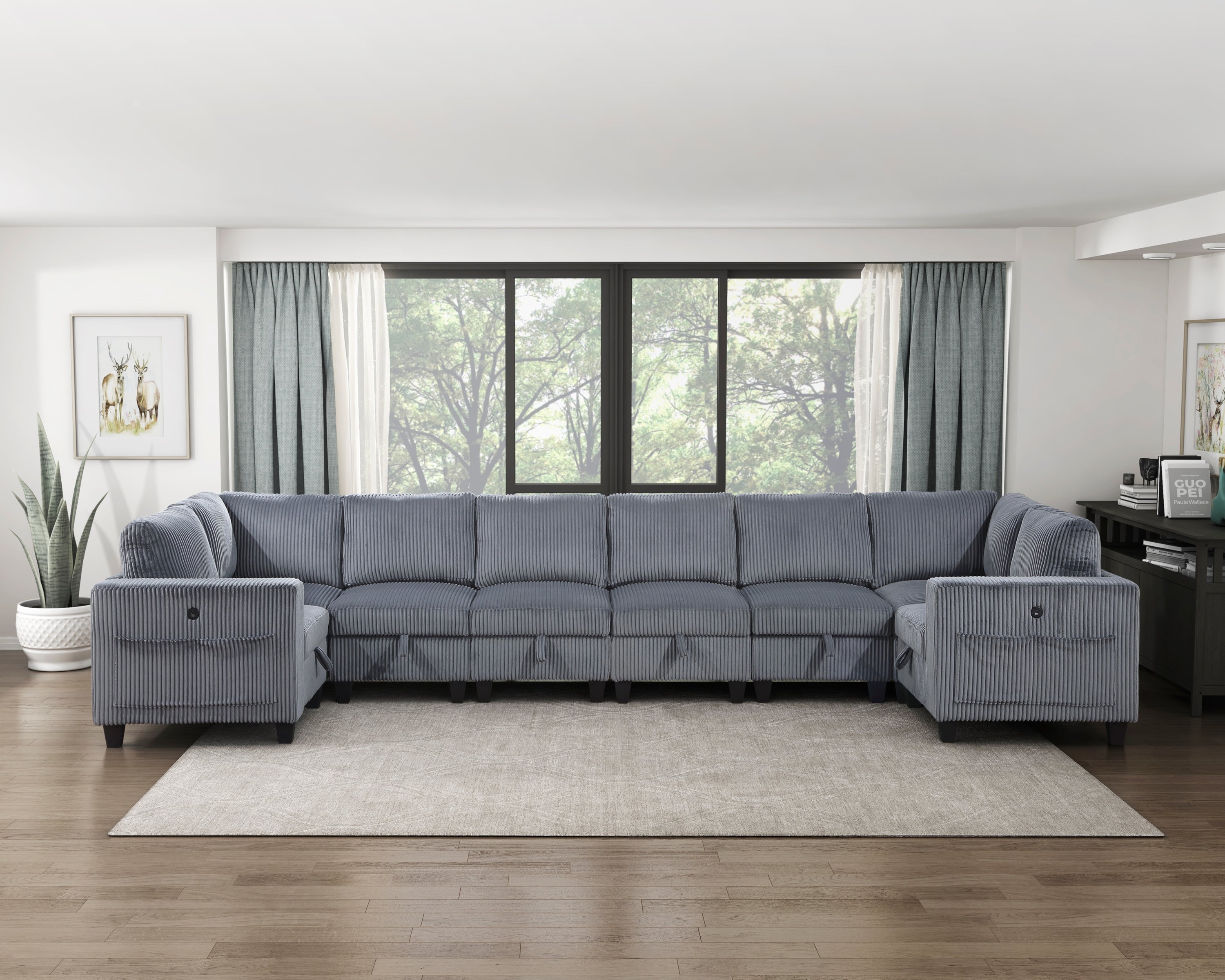 Modern Sectional Sofa w/Storage & USB Charging