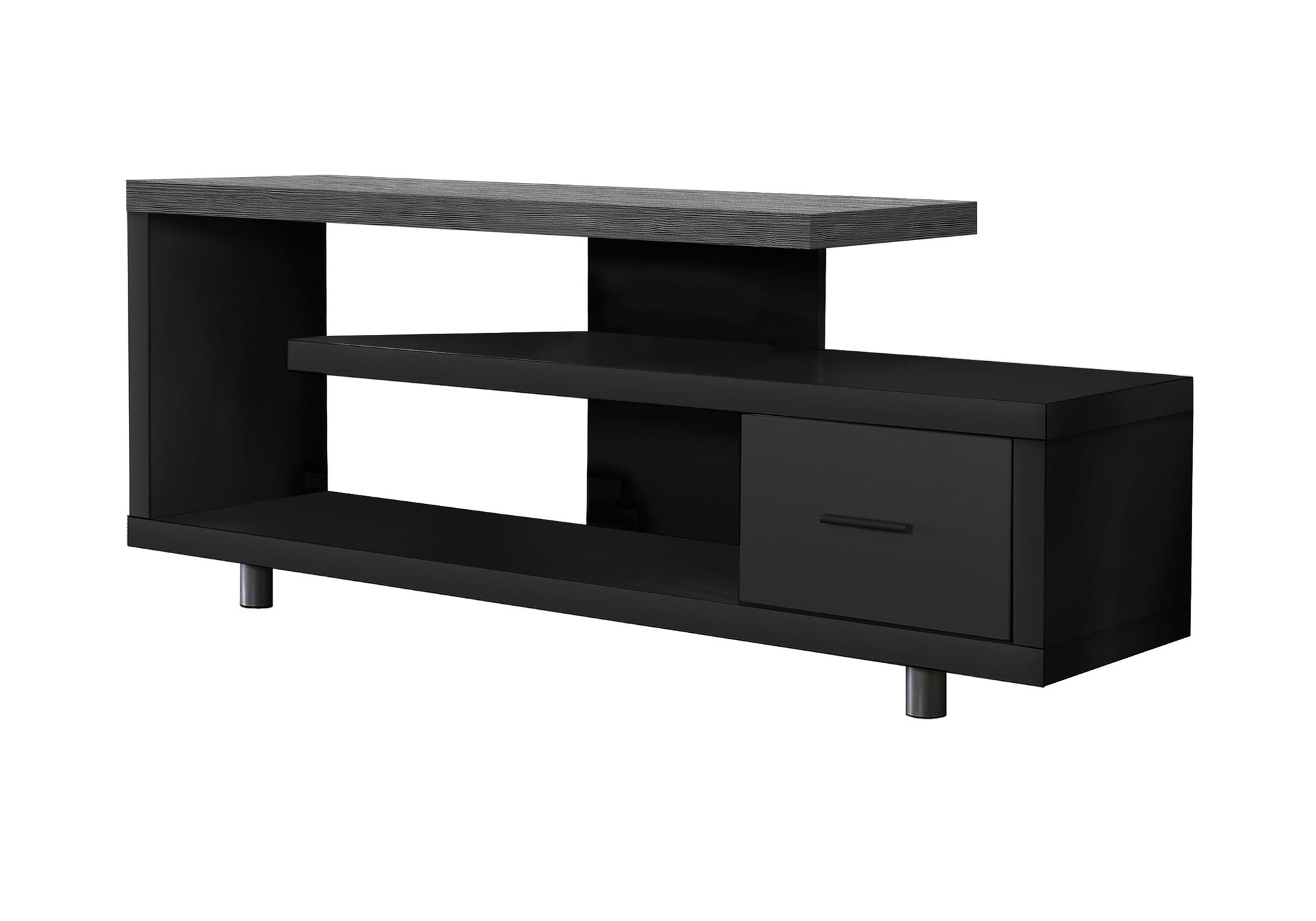 60" TV Stand Console | Modern Entertainment Center | Black & Gray