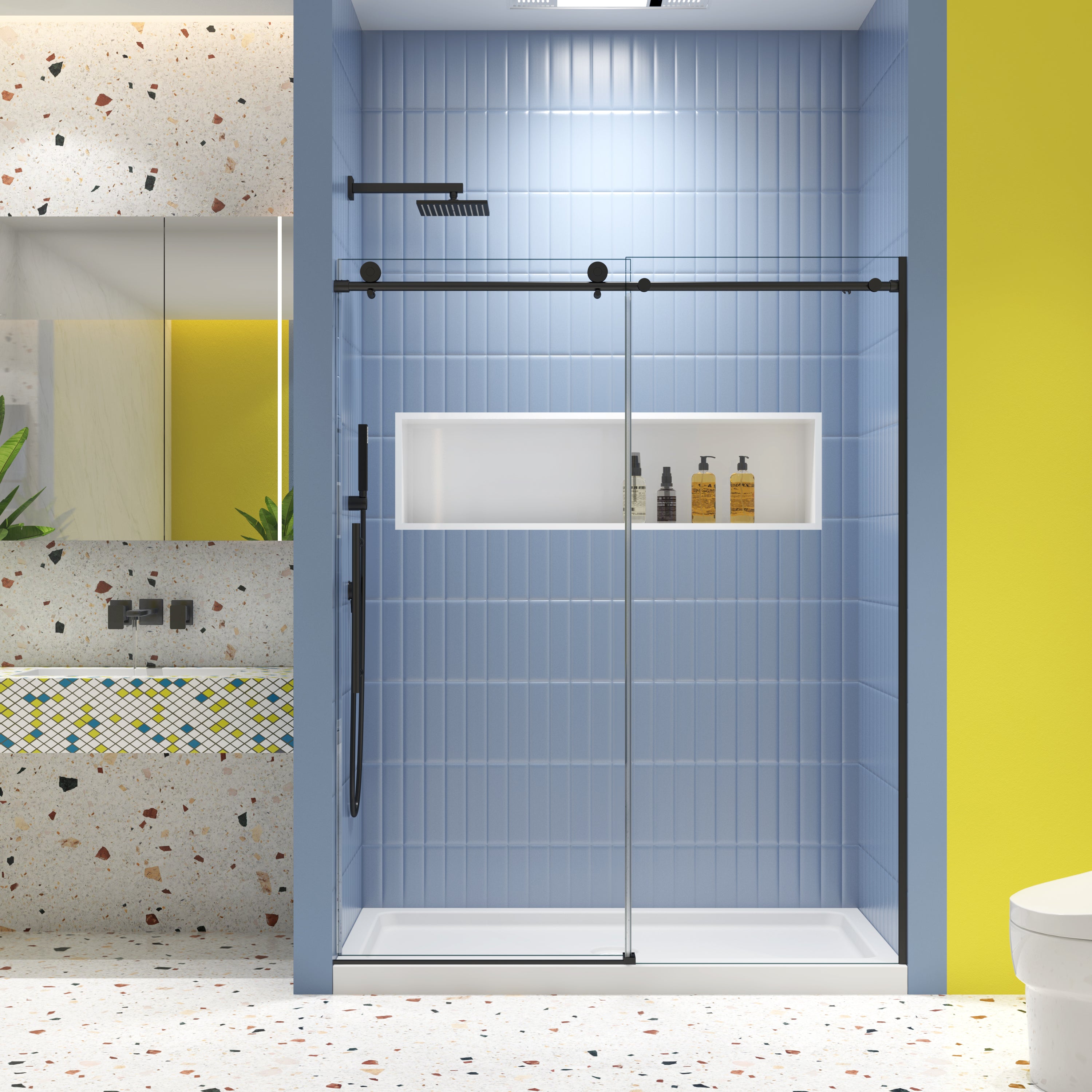 Glass Shower Door: Sliding, Soft-Close, 5/16" Tempered