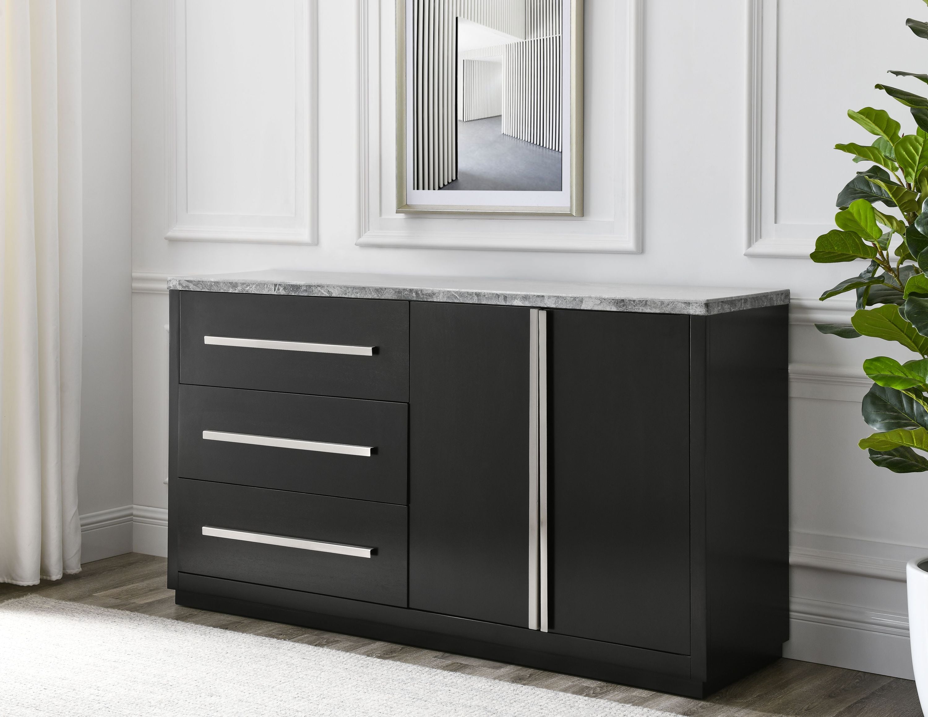 Camila Marble Top Server, Dark Gray Patio Furniture