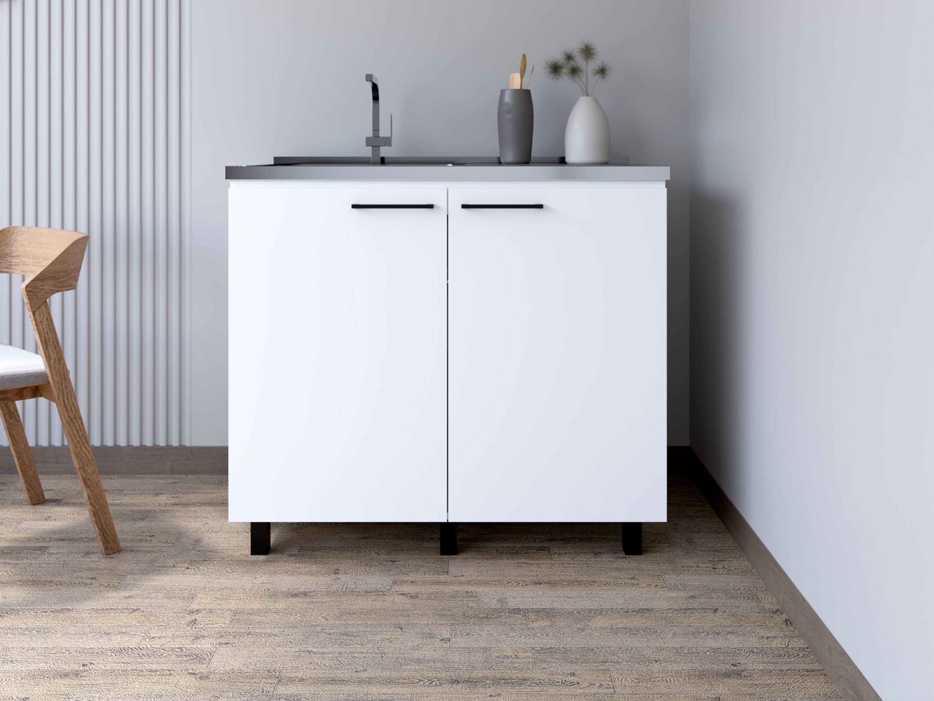 White Utility Sink Cabinet: Burwood Kitchen